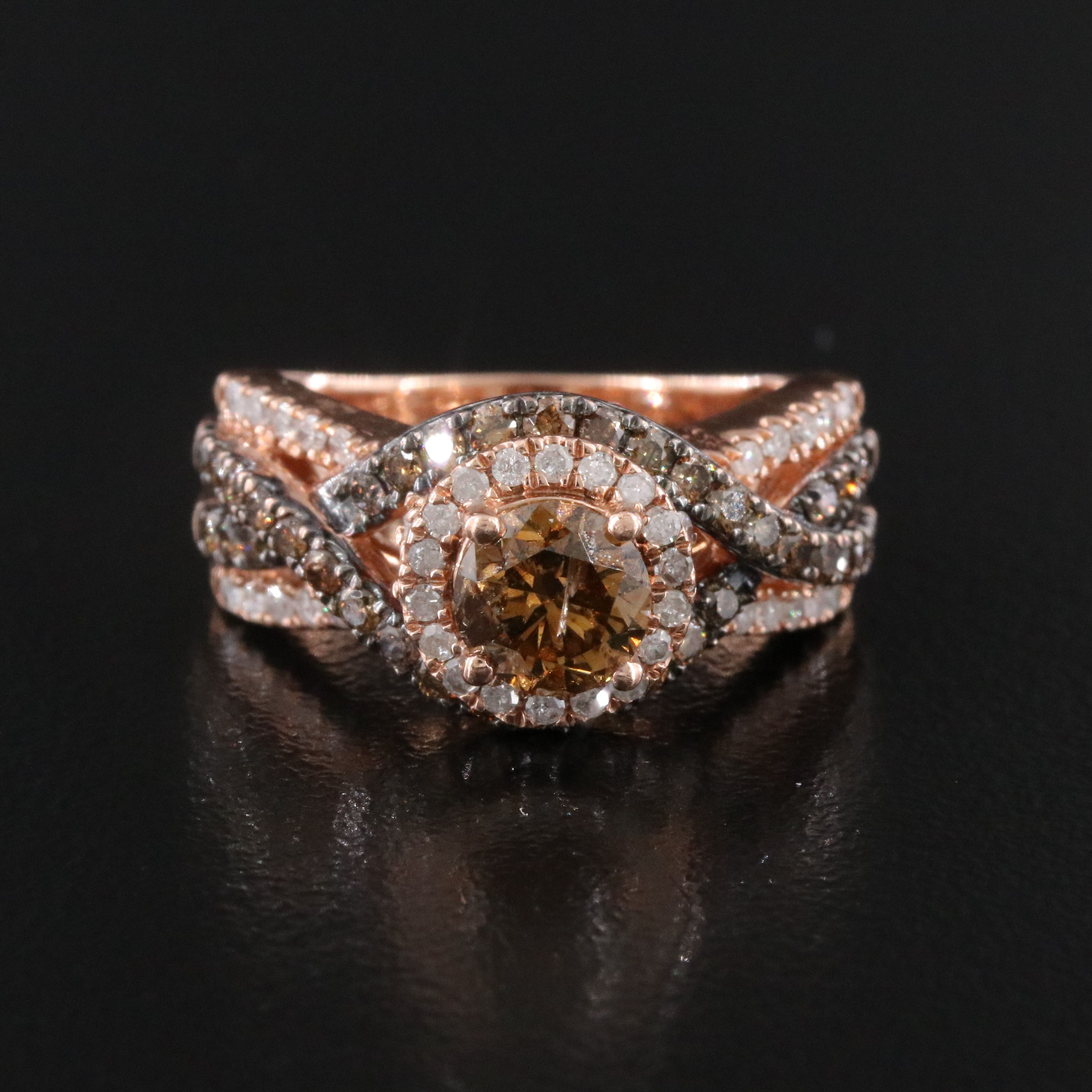 10K 1.93 CTW Diamond Rose Gold Ring Including Fancy Brown