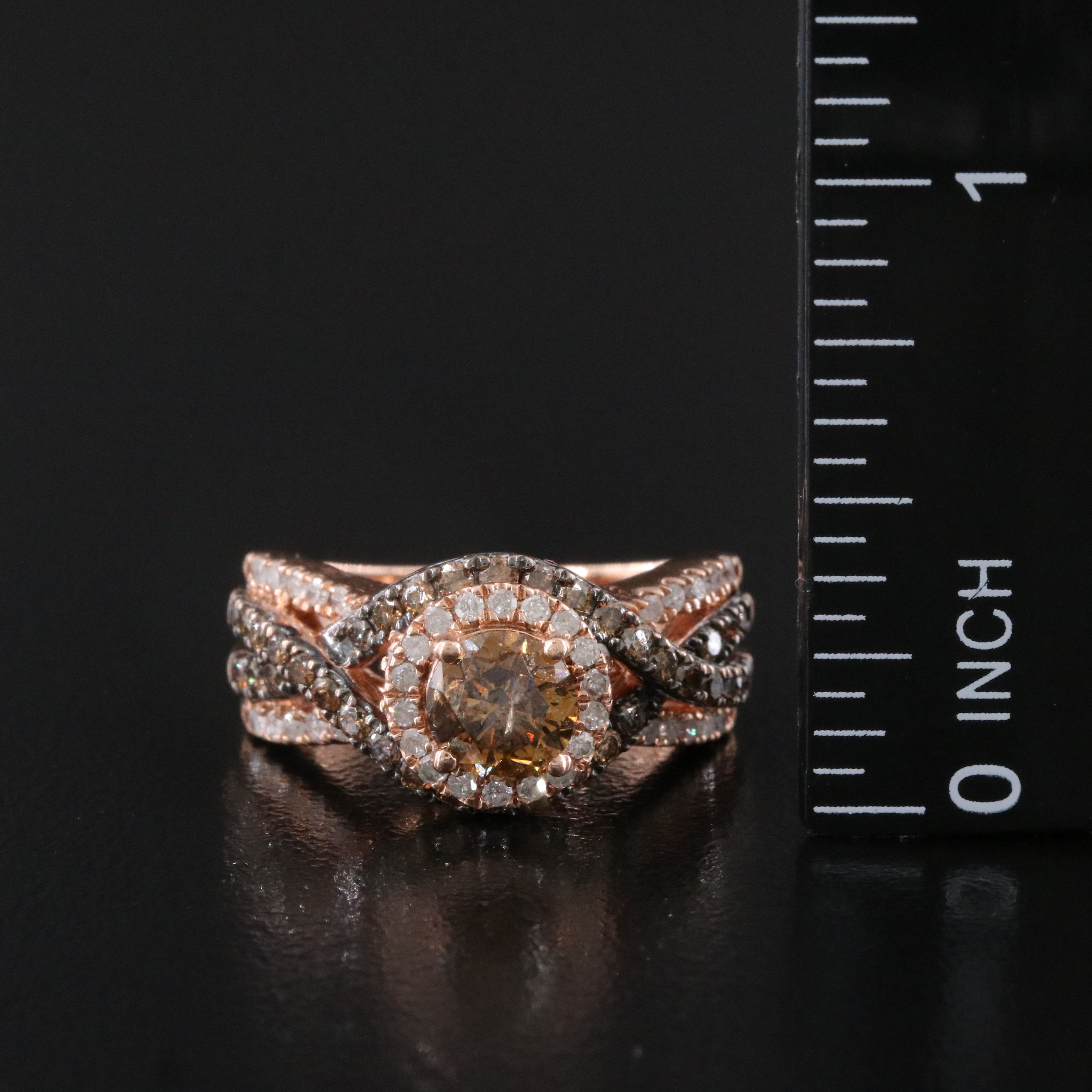 10K 1.93 CTW Diamond Rose Gold Ring Including Fancy Brown