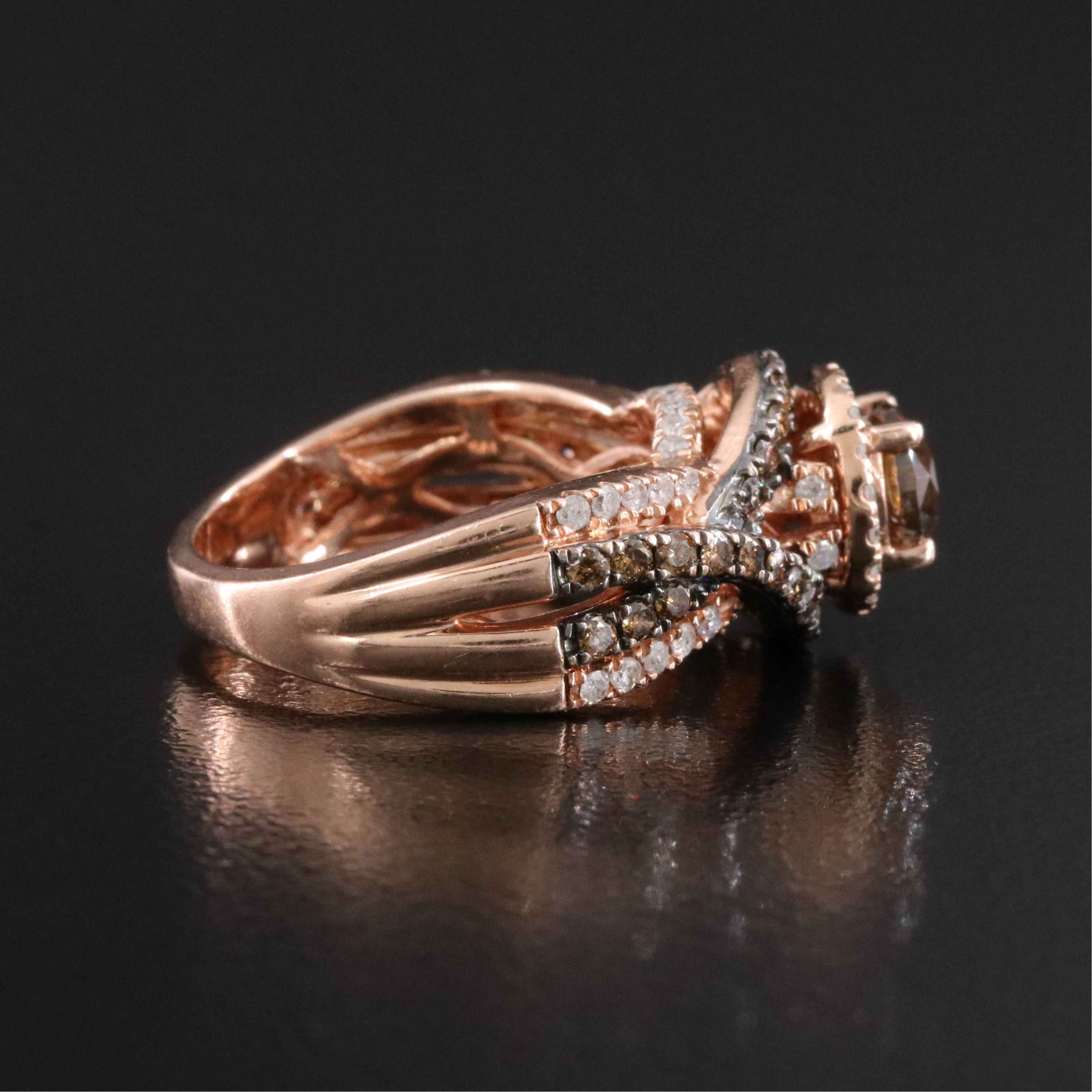 10K 1.93 CTW Diamond Rose Gold Ring Including Fancy Brown