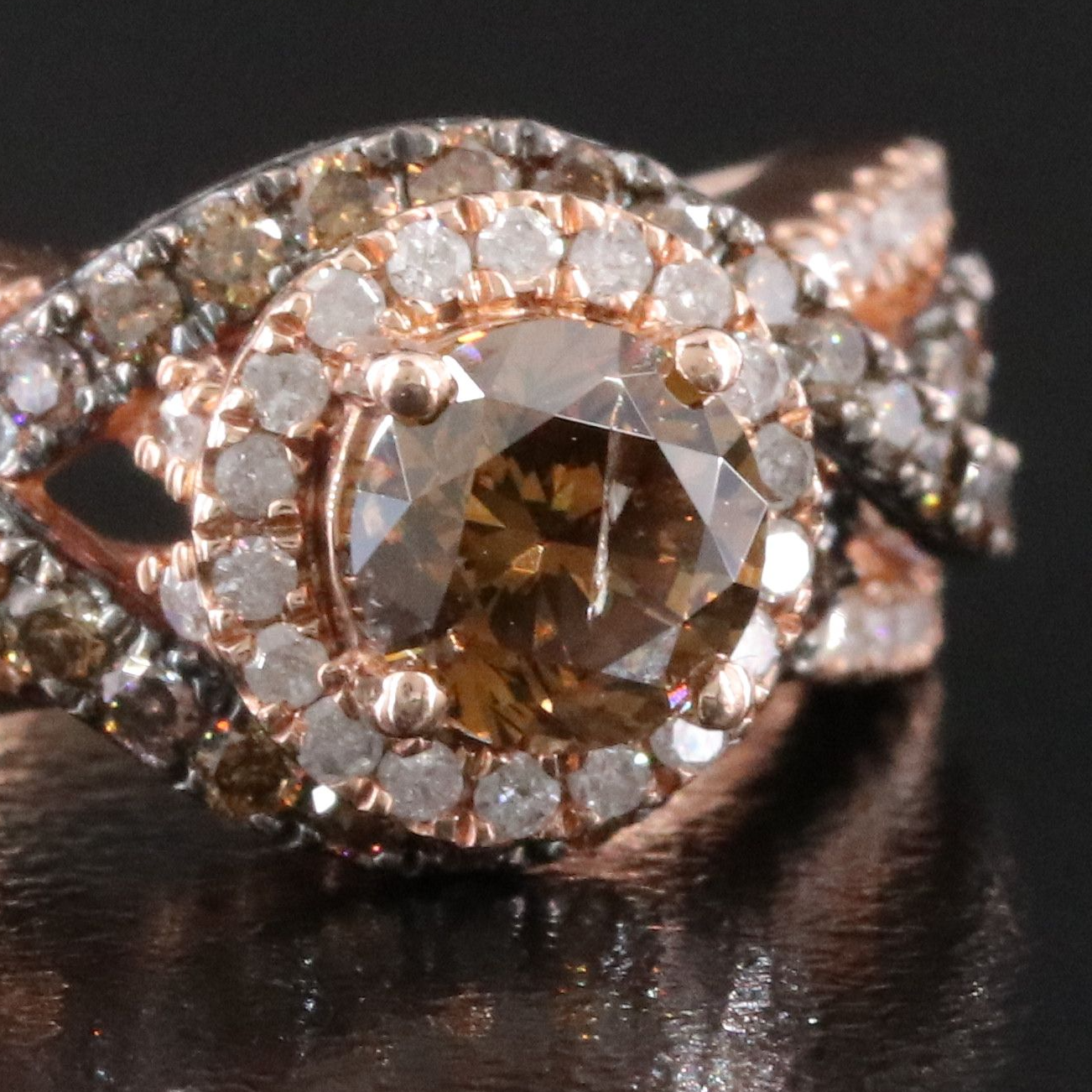 10K 1.93 CTW Diamond Rose Gold Ring Including Fancy Brown