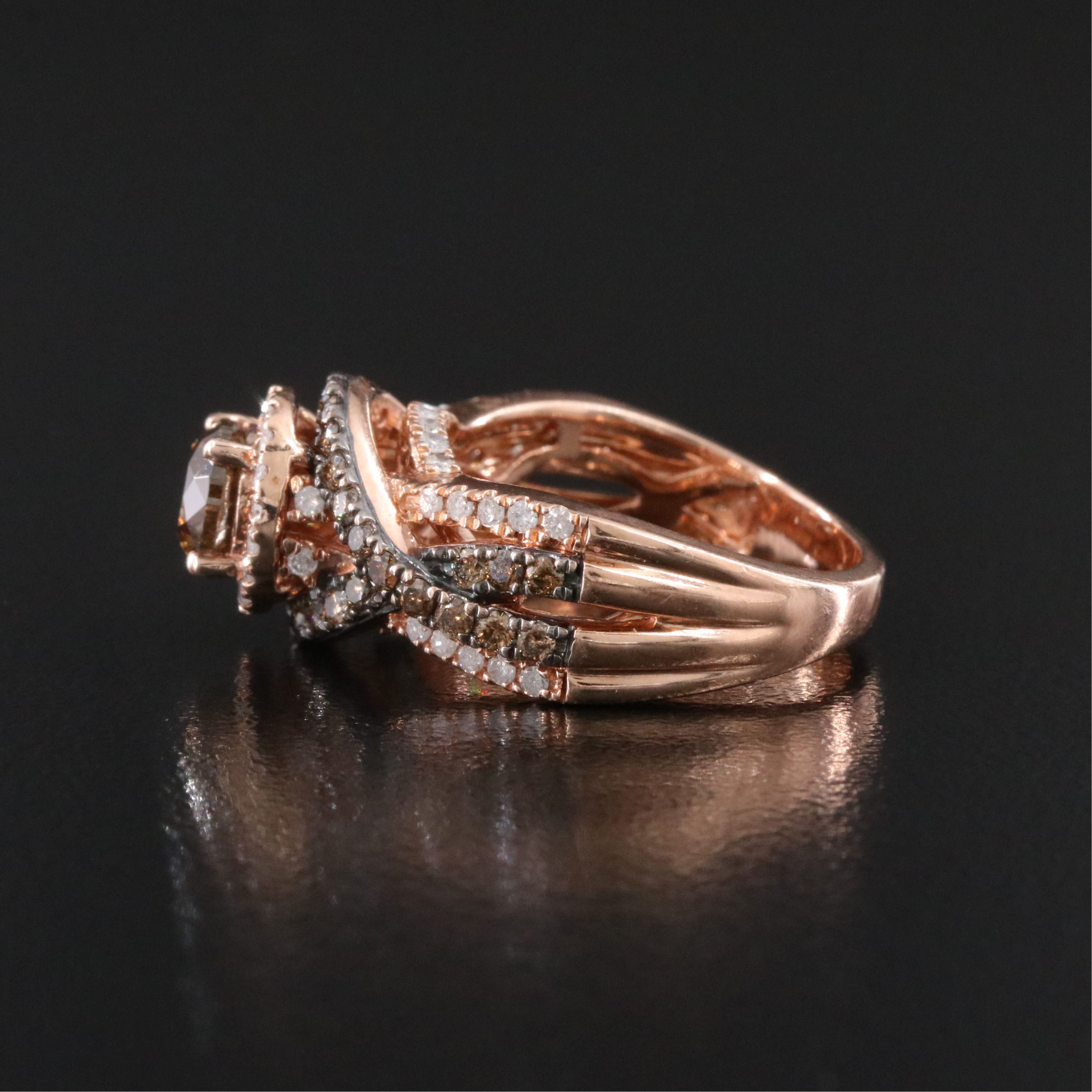 10K 1.93 CTW Diamond Rose Gold Ring Including Fancy Brown