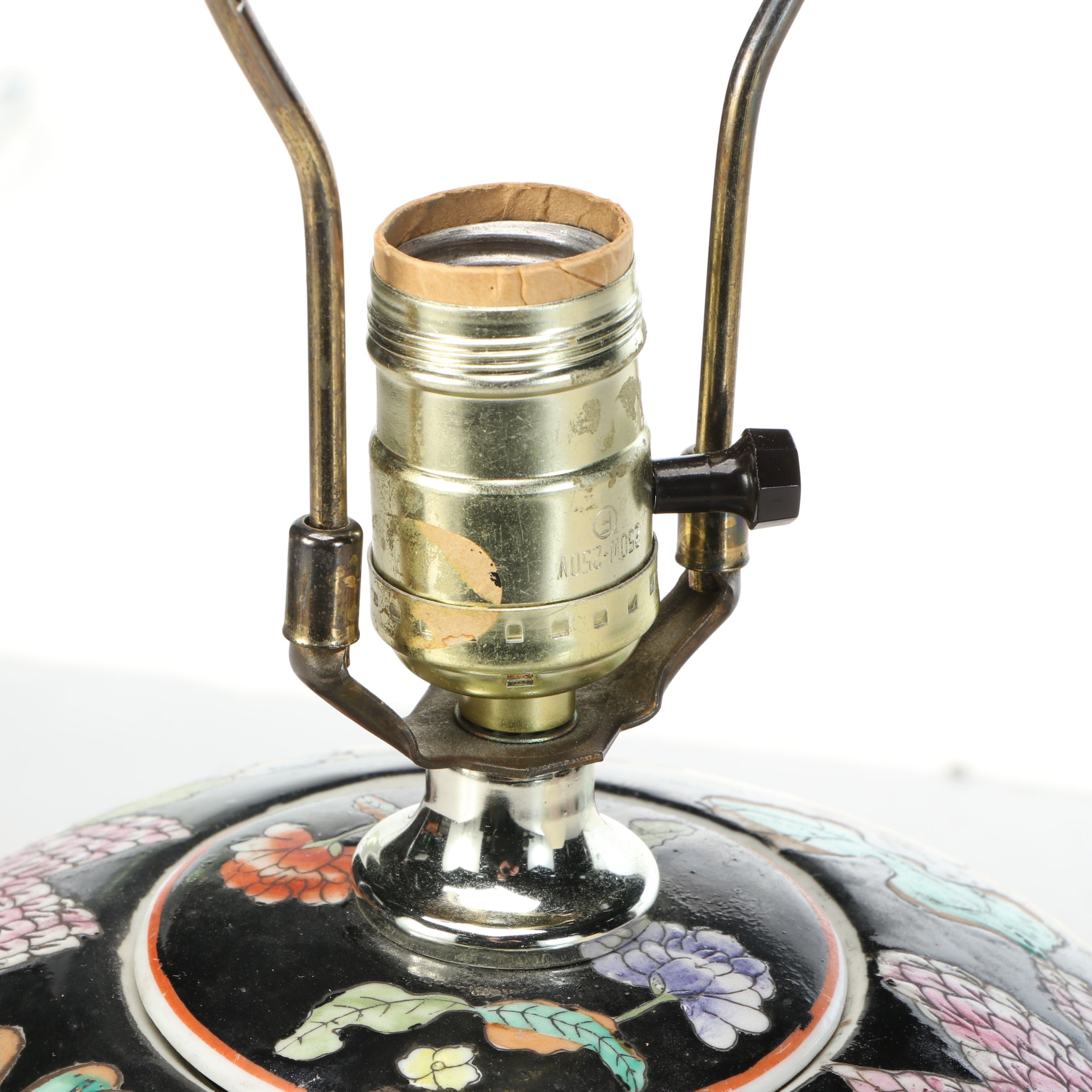 Chinese Famille Noire Porcelain Melon Jar Table Lamp