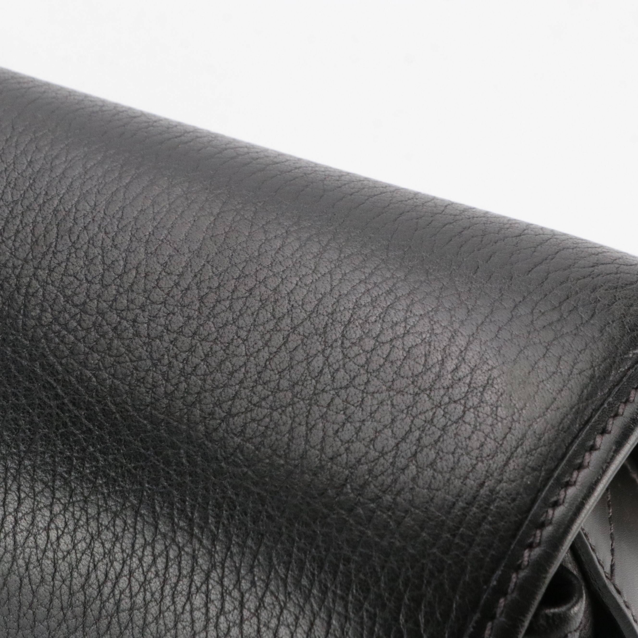 Gucci Vintage Large Work Satchel Bag in Black Grained Calfskin Leather