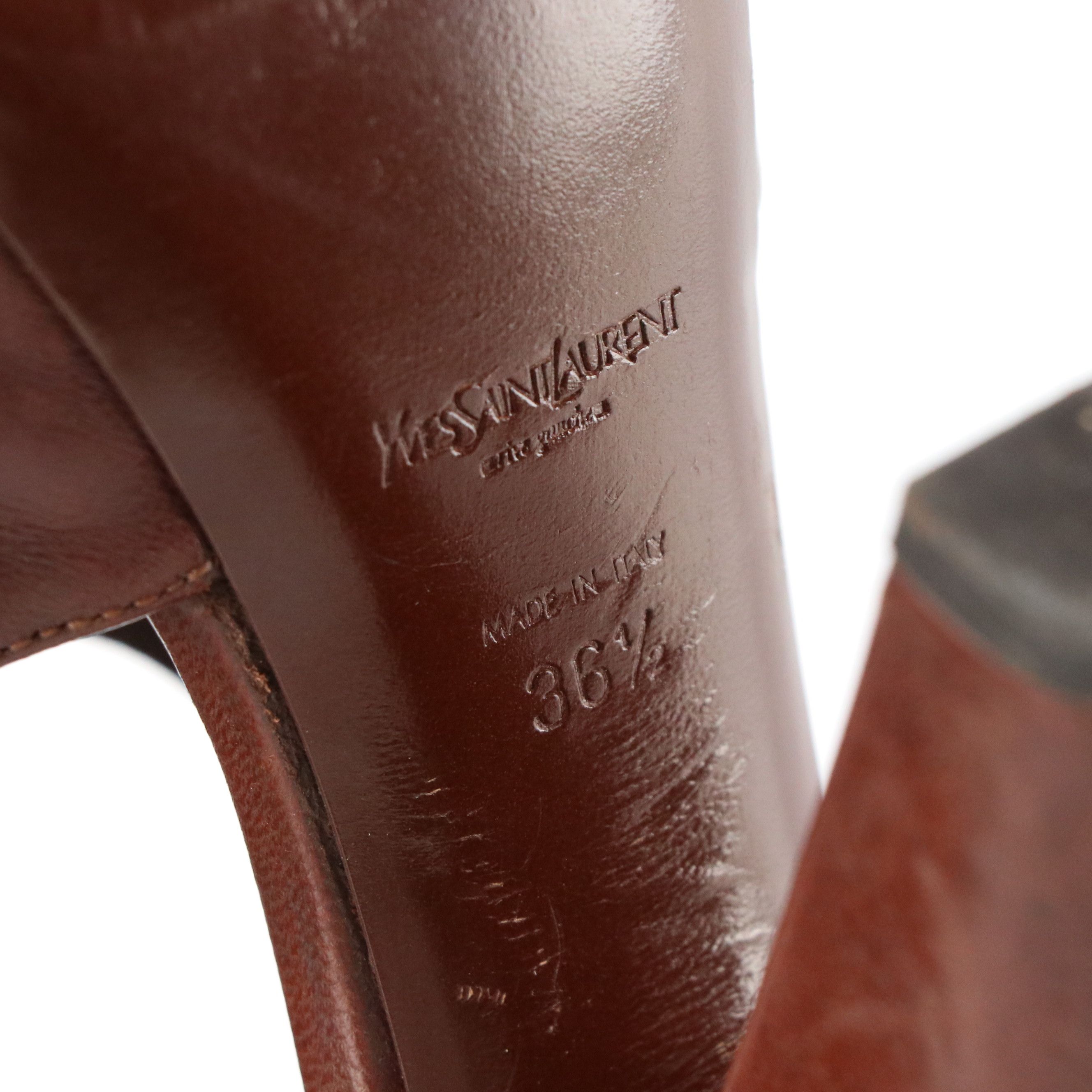 Yves Saint Laurent Lambskin Leather Open-Toe High Heel Platform Pumps