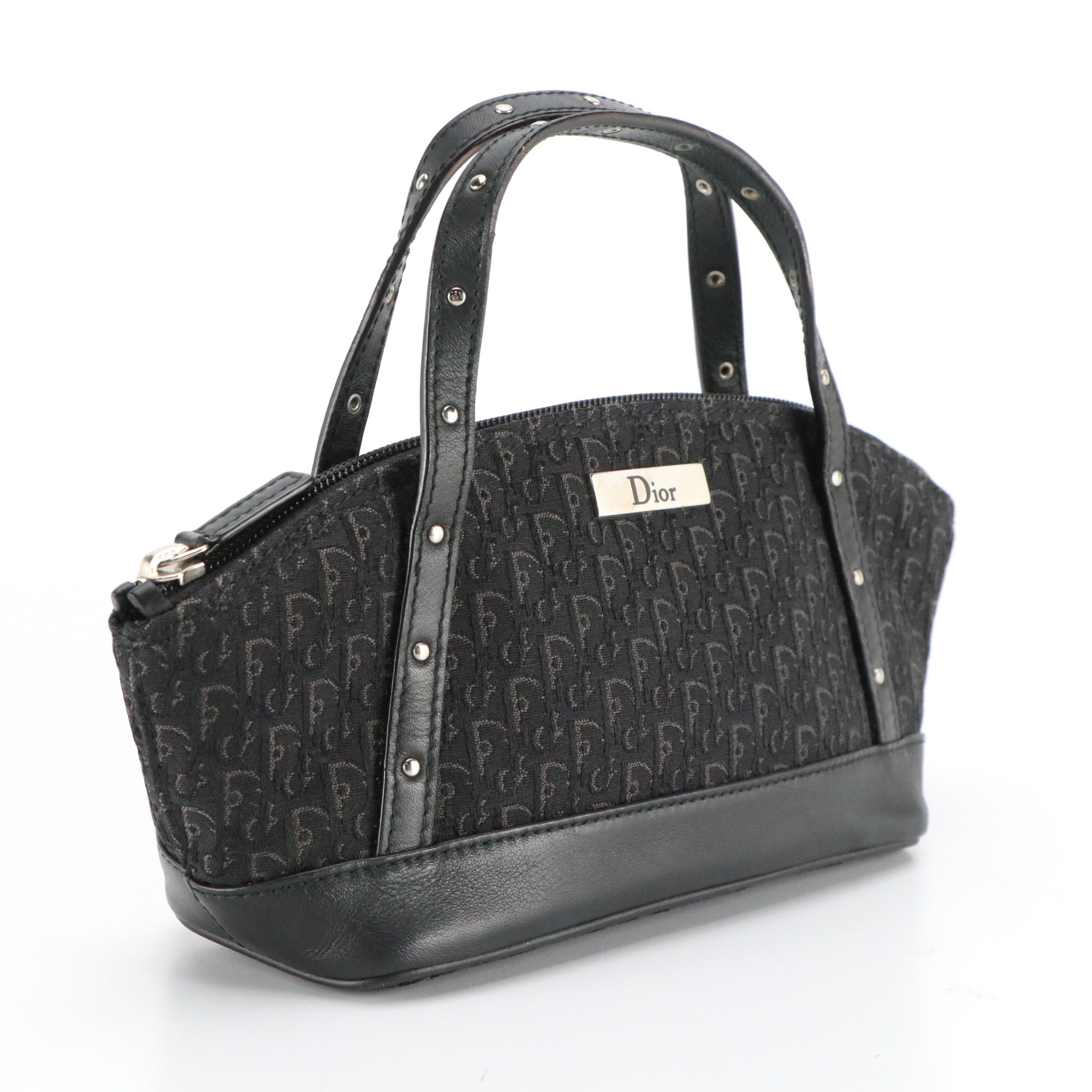 Christian Dior Street Chic Trotter Jacquard and Studded Leather Mini Handbag