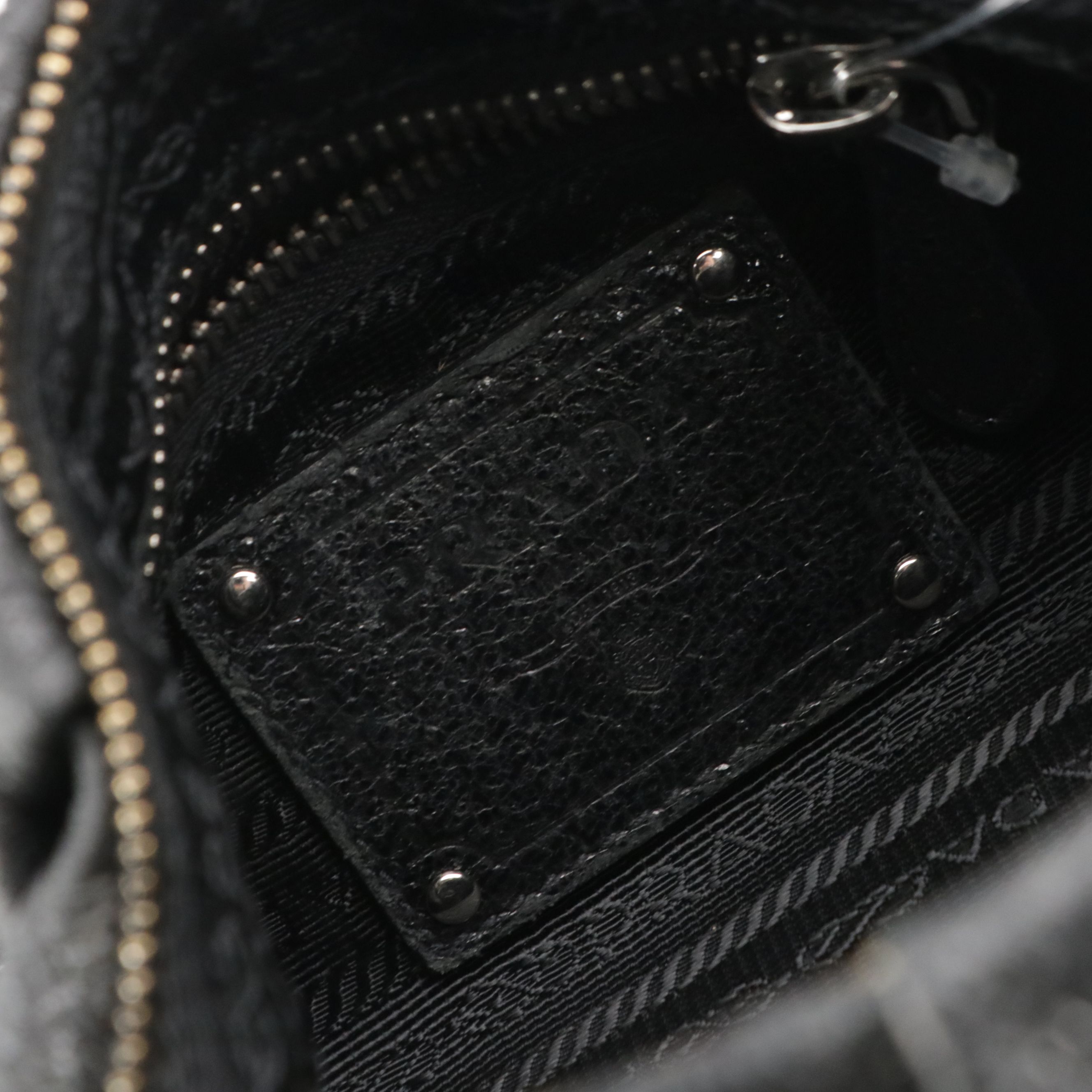 Prada Black Cervo Lux Grain Leather Chain Strap Bag