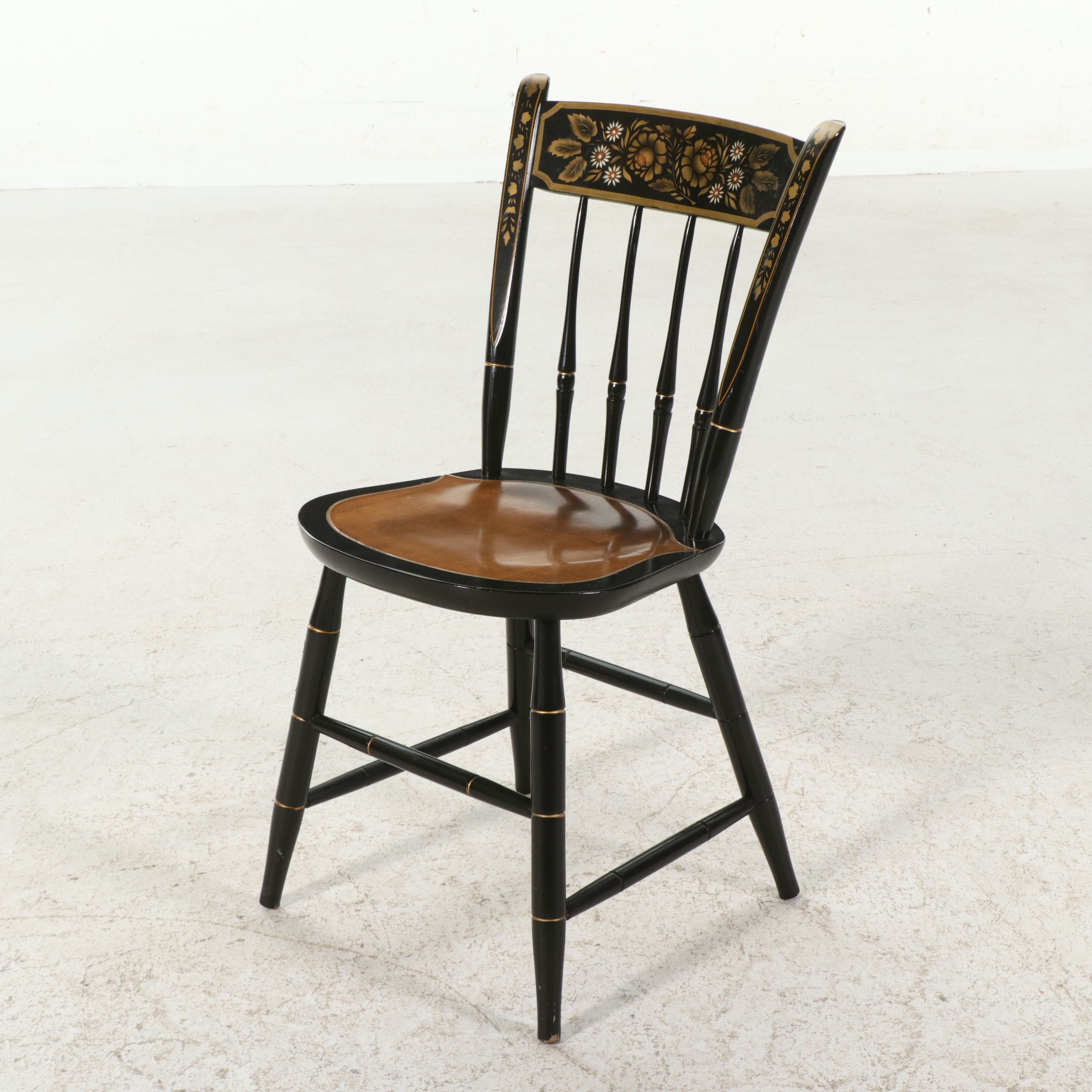 Nichols & Stone Stenciled Hitchcock-Style Side Chair, Mid to Late 20th Century