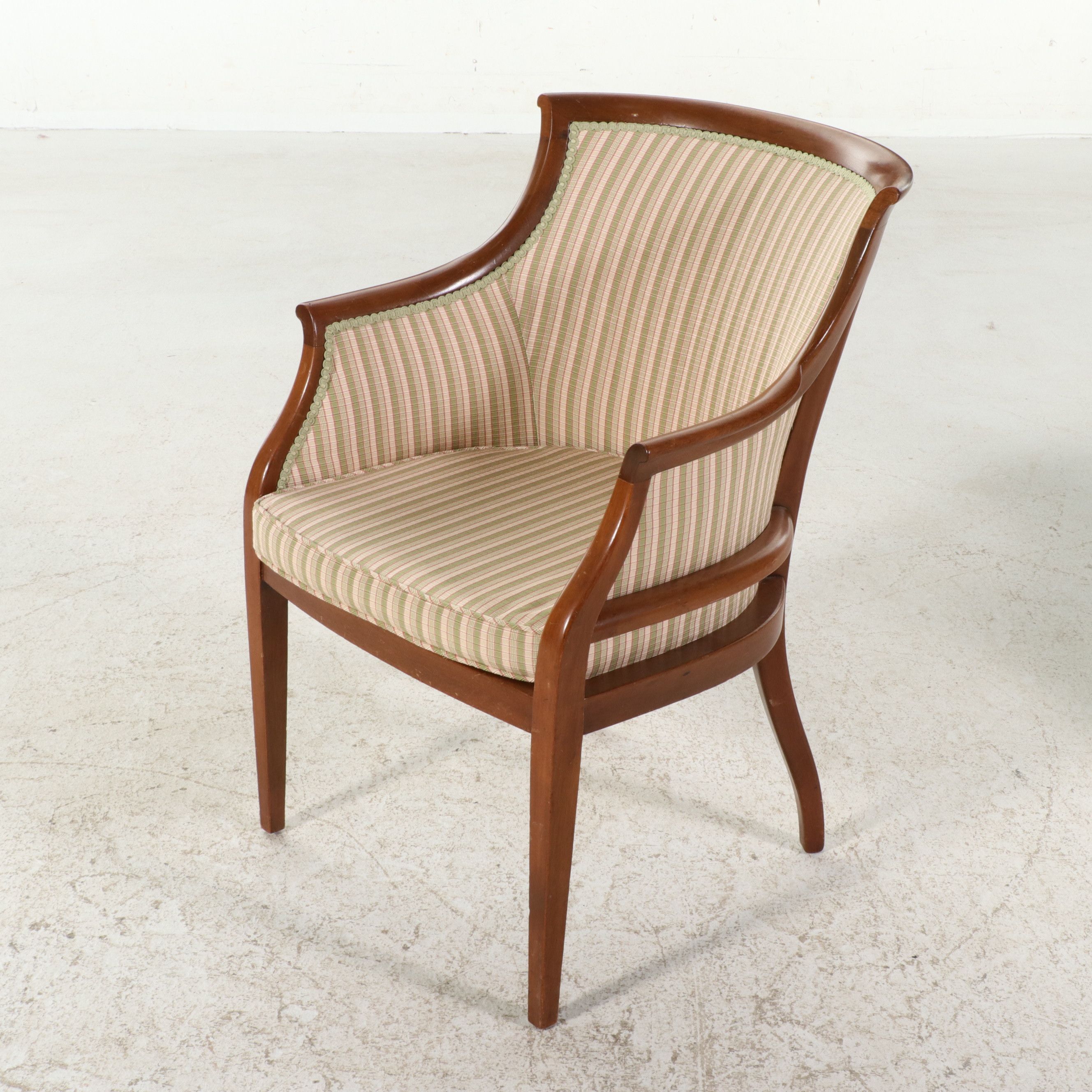 Pair of Neoclassical Style Barrel-Back Armchairs, Late 20th Century