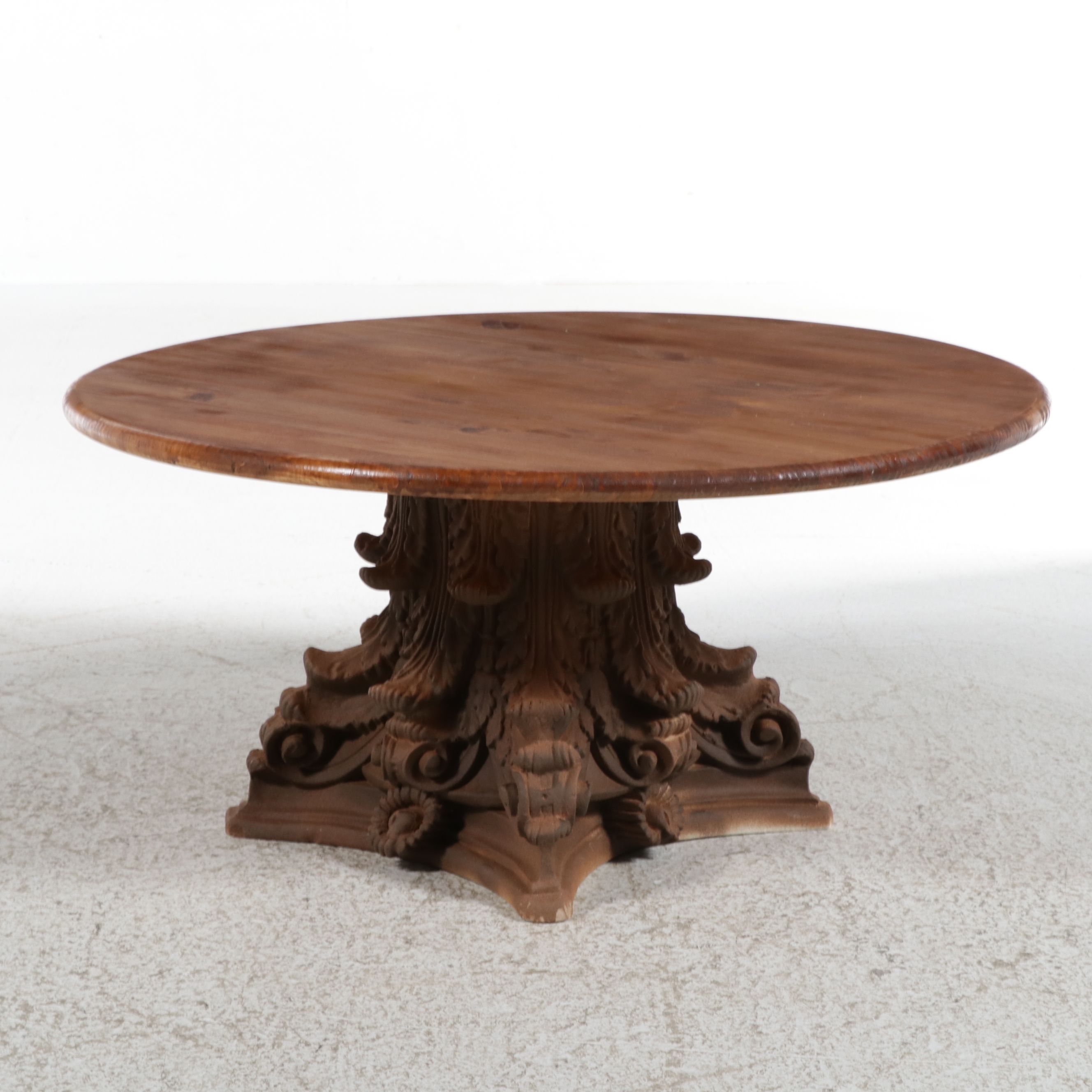 Round Center Table with Corinthian Capital Base, Late 20th/Early 21st Century