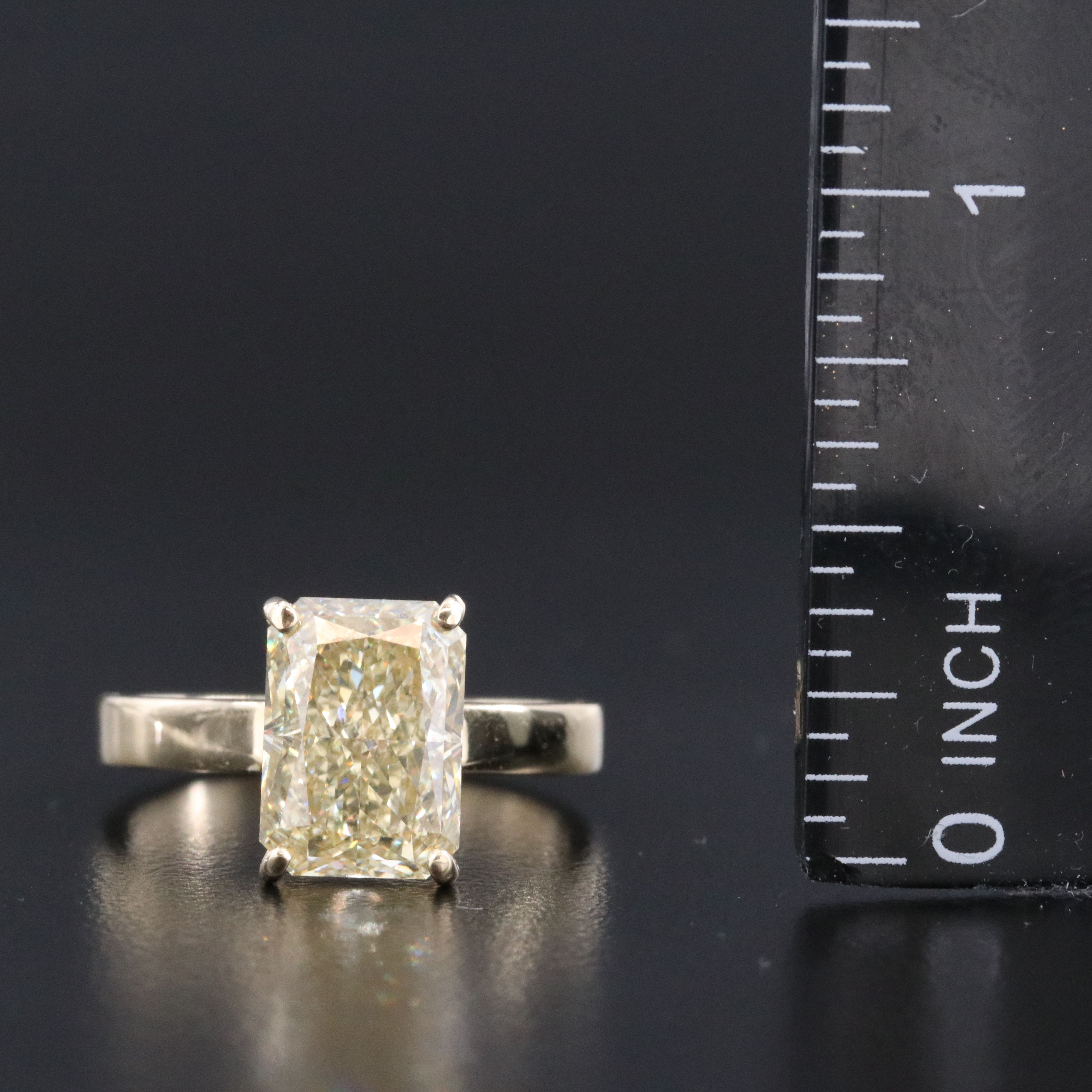 14K 4.00 CT Fancy Intense Yellow Lab Grown Diamond Ring with IGI Report