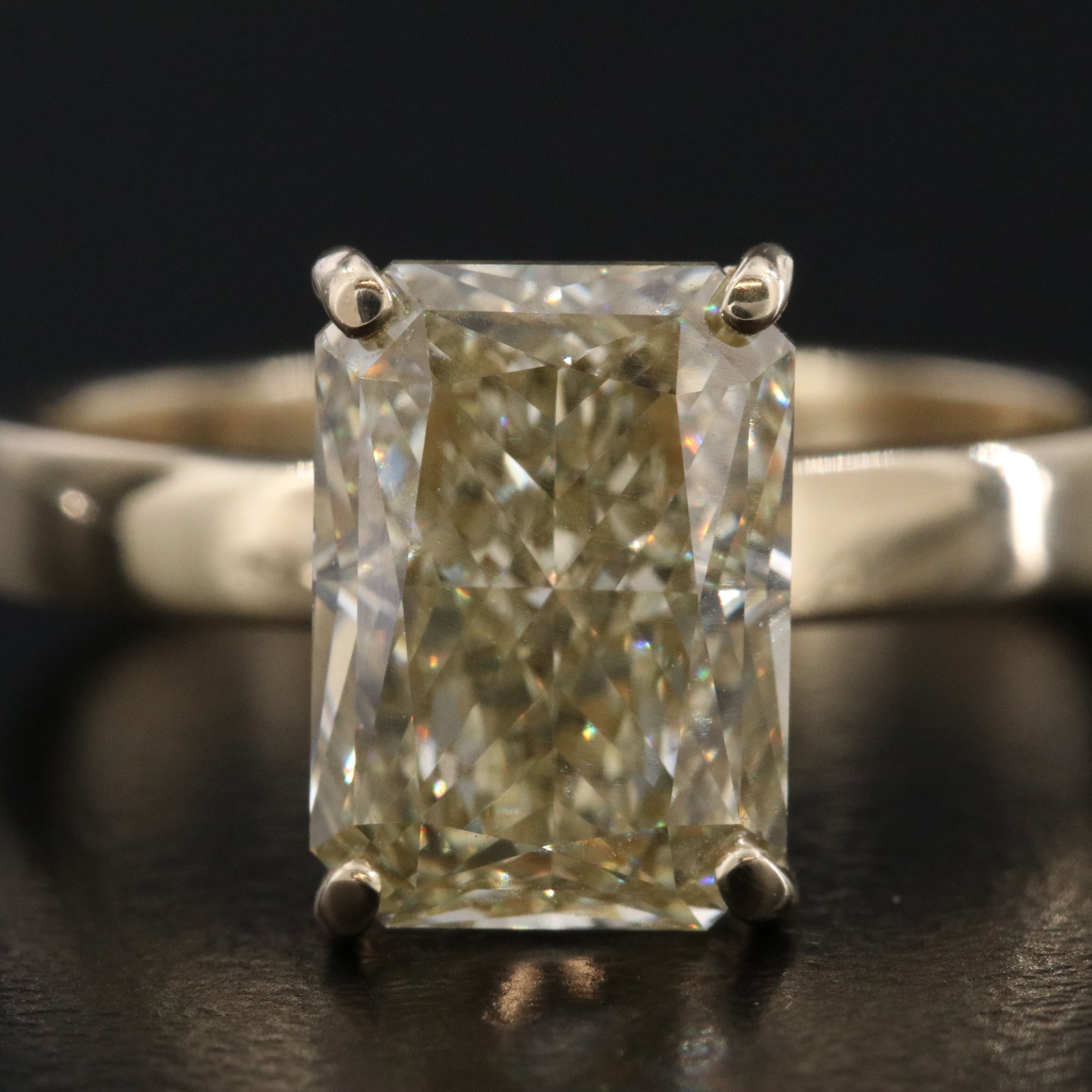 14K 4.00 CT Fancy Intense Yellow Lab Grown Diamond Ring with IGI Report