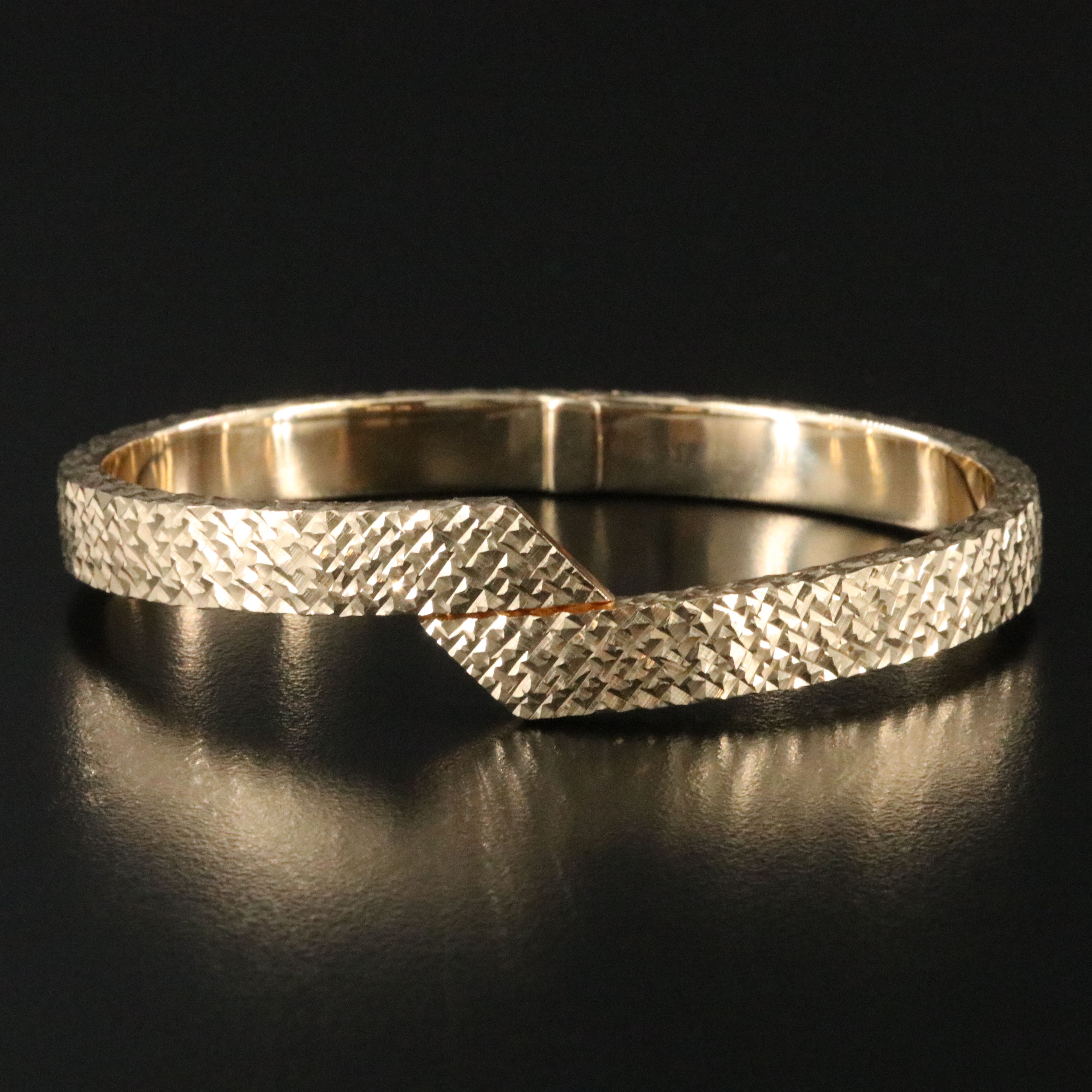 14K Bypass Cuff with Diamond-Cut Finish