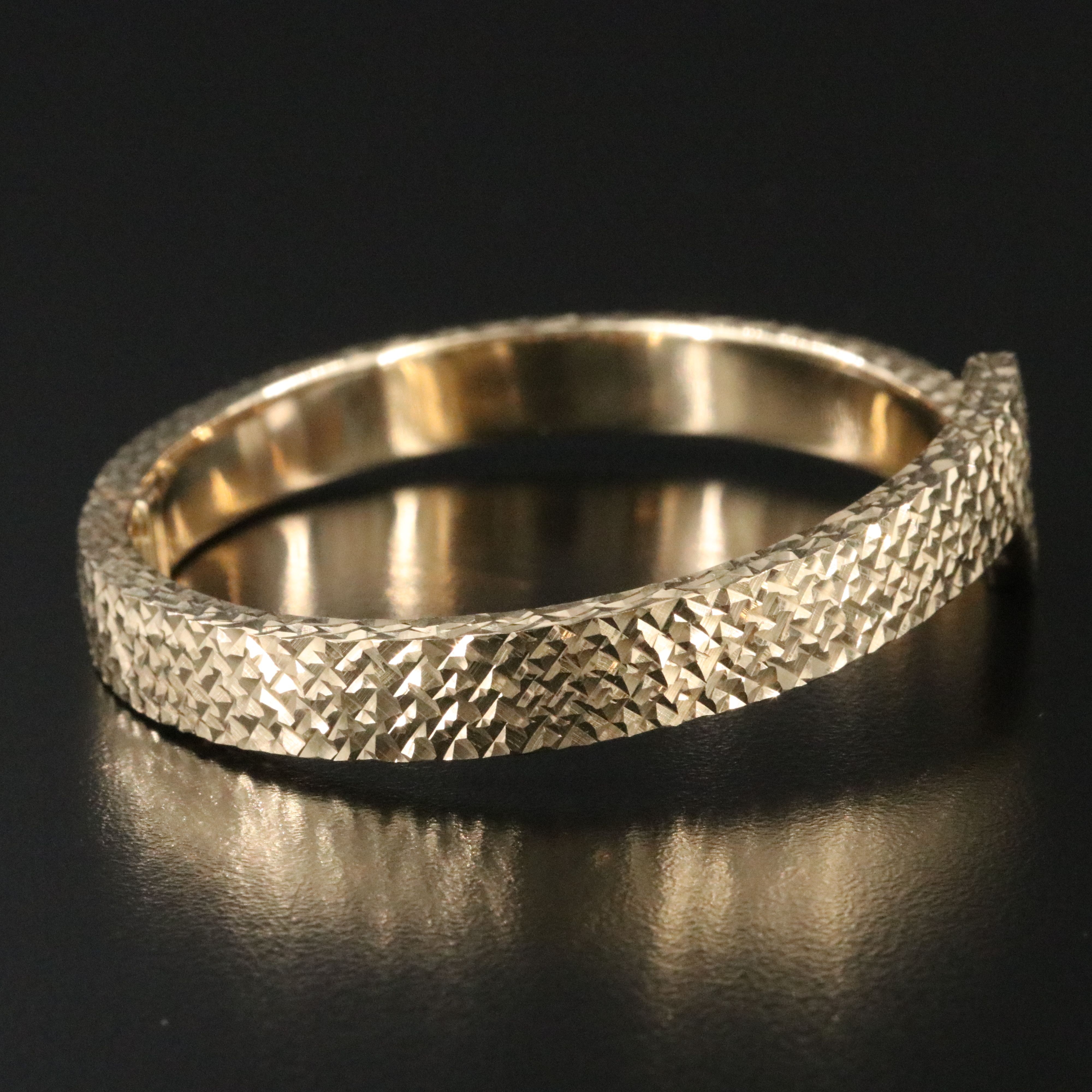 14K Bypass Cuff with Diamond-Cut Finish