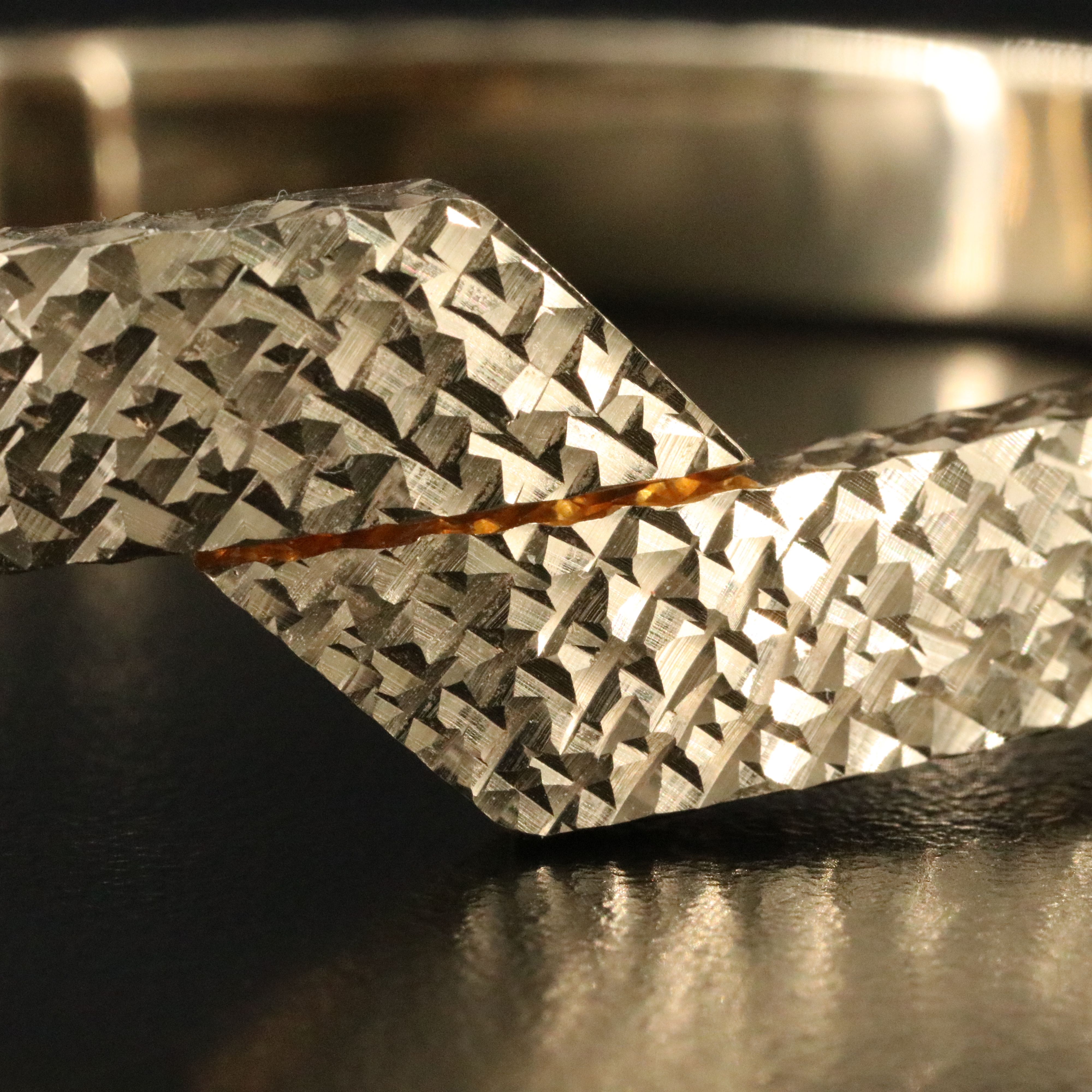 14K Bypass Cuff with Diamond-Cut Finish