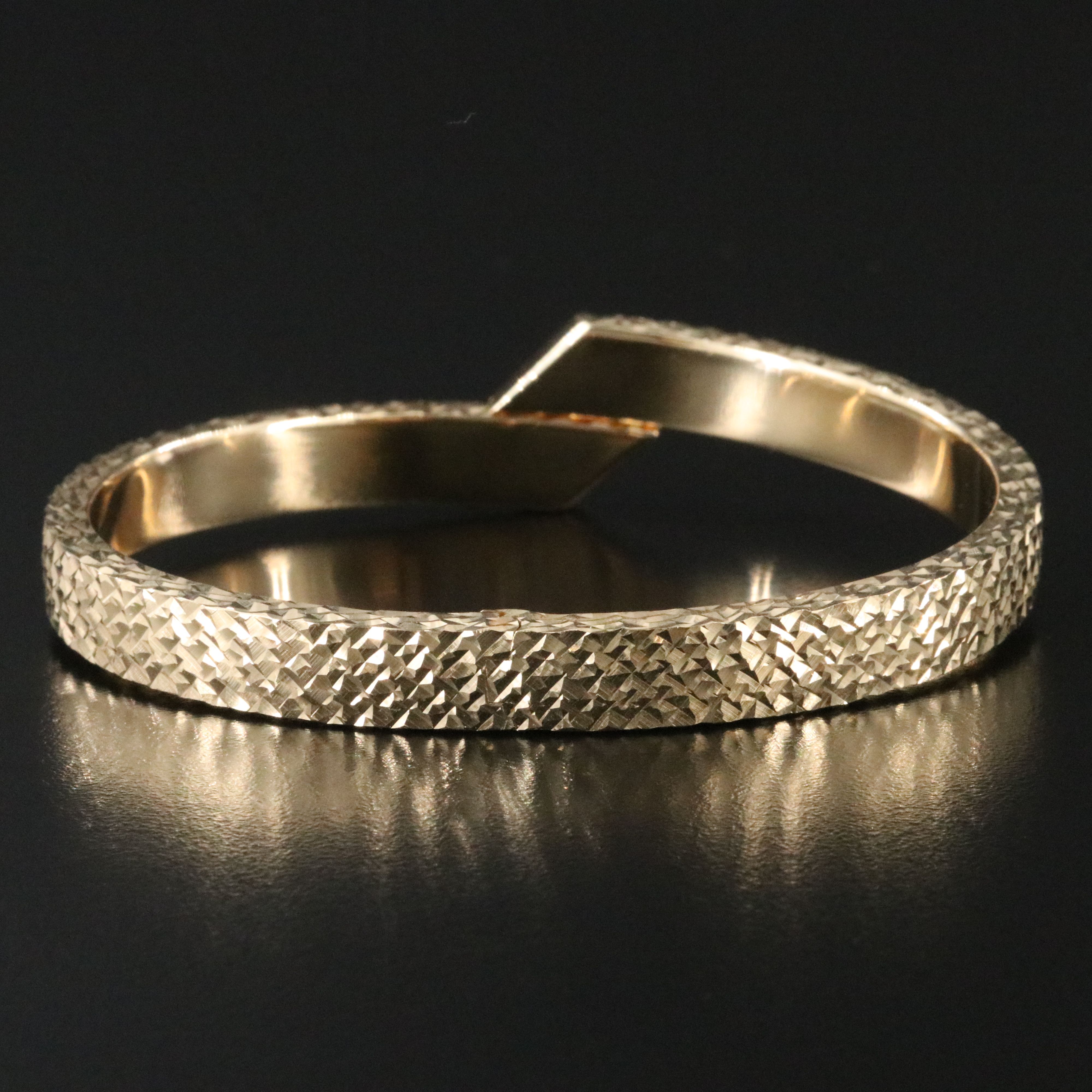 14K Bypass Cuff with Diamond-Cut Finish