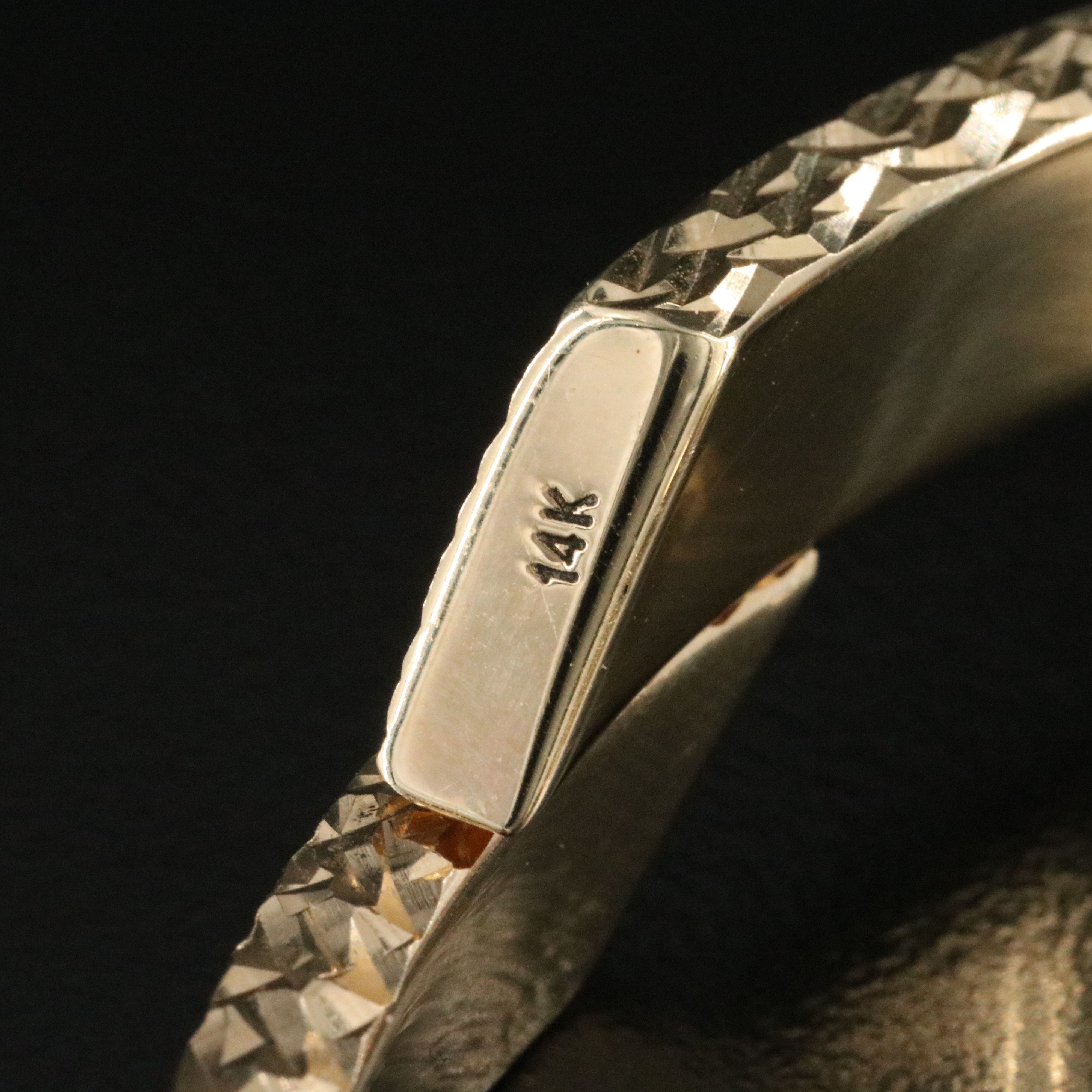 14K Bypass Cuff with Diamond-Cut Finish