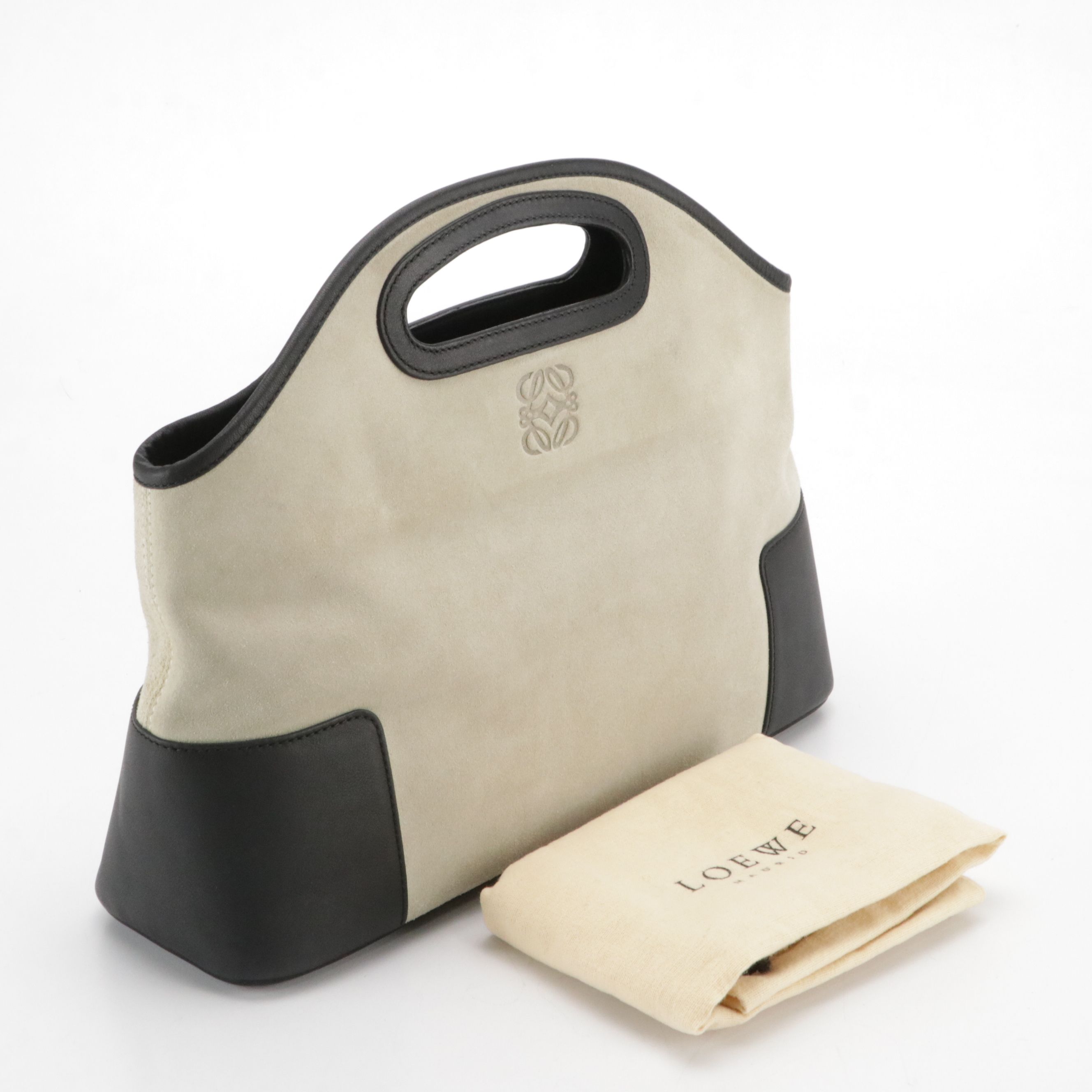 Loewe Bicolor Suede and Leather Anagram Cut-Out Tote Bag