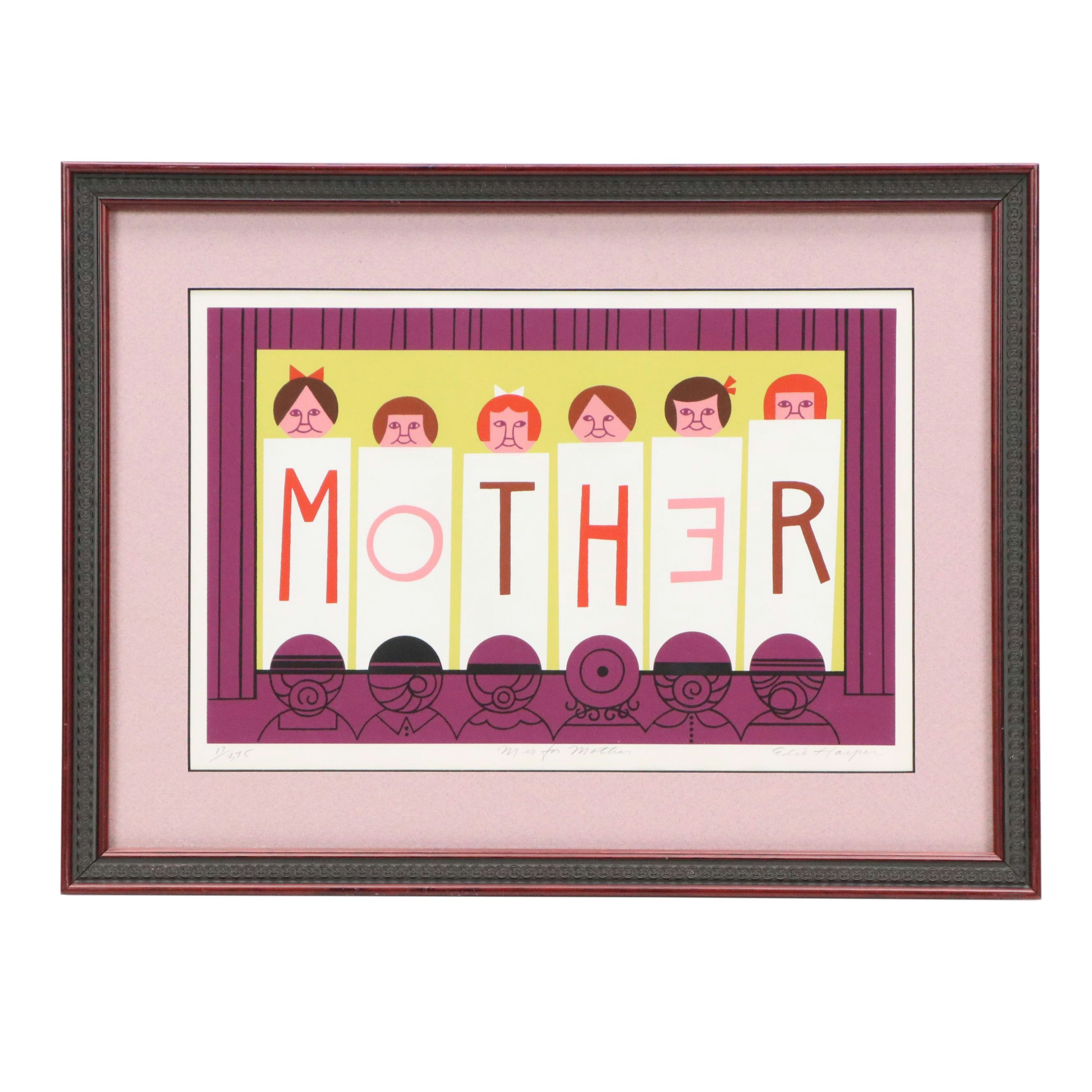 Edie Harper Serigraph "M is for Mother," 1987