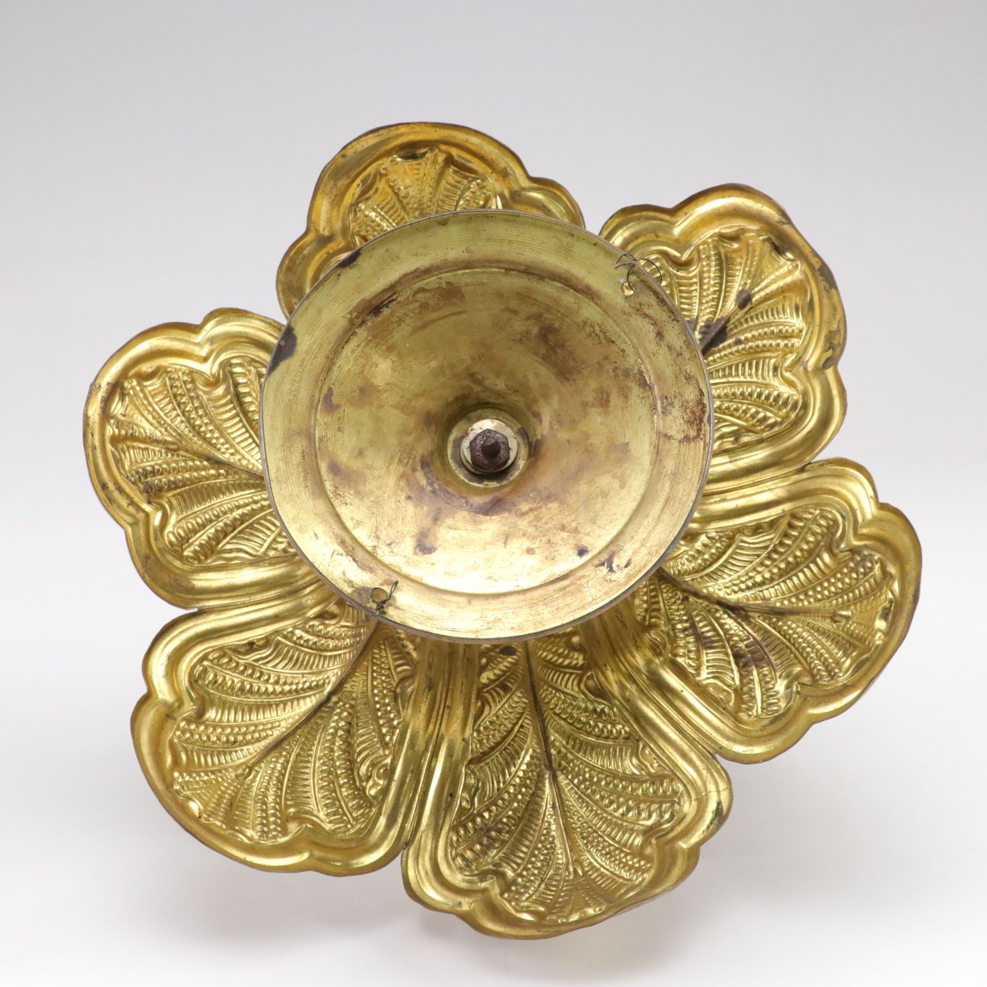 Brass Finish Embossed Relief Copper Lotus Flower Centerpieces