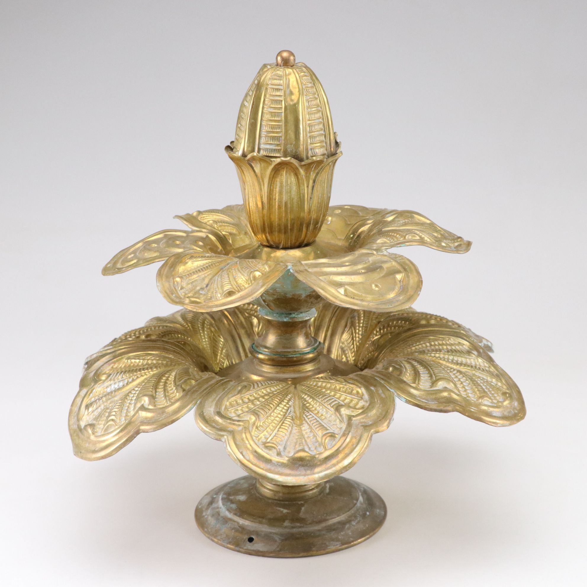 Brass Finish Embossed Relief Copper Lotus Flower Centerpieces