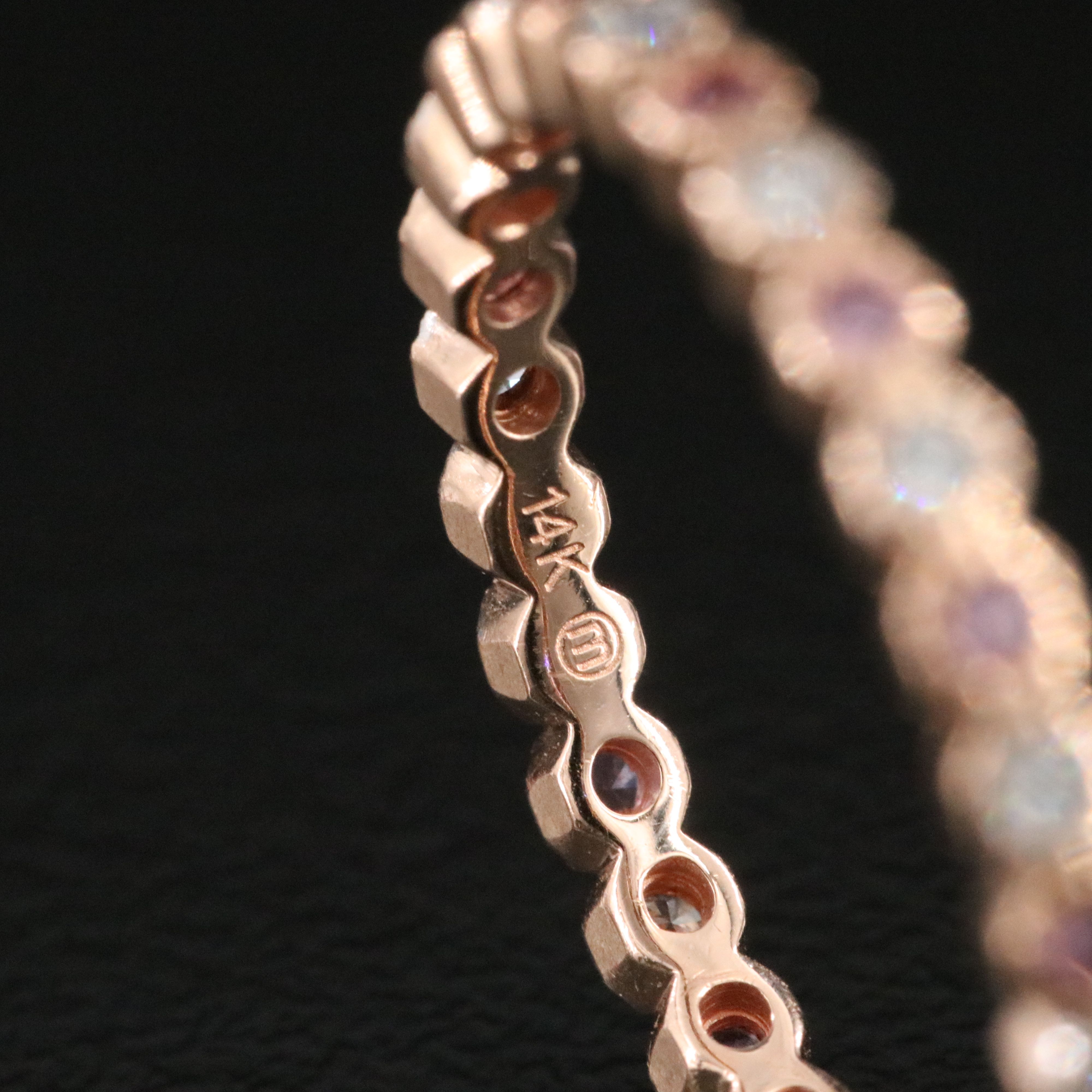 14K Rose Gold Diamond and Pink Sapphire Eternity Band