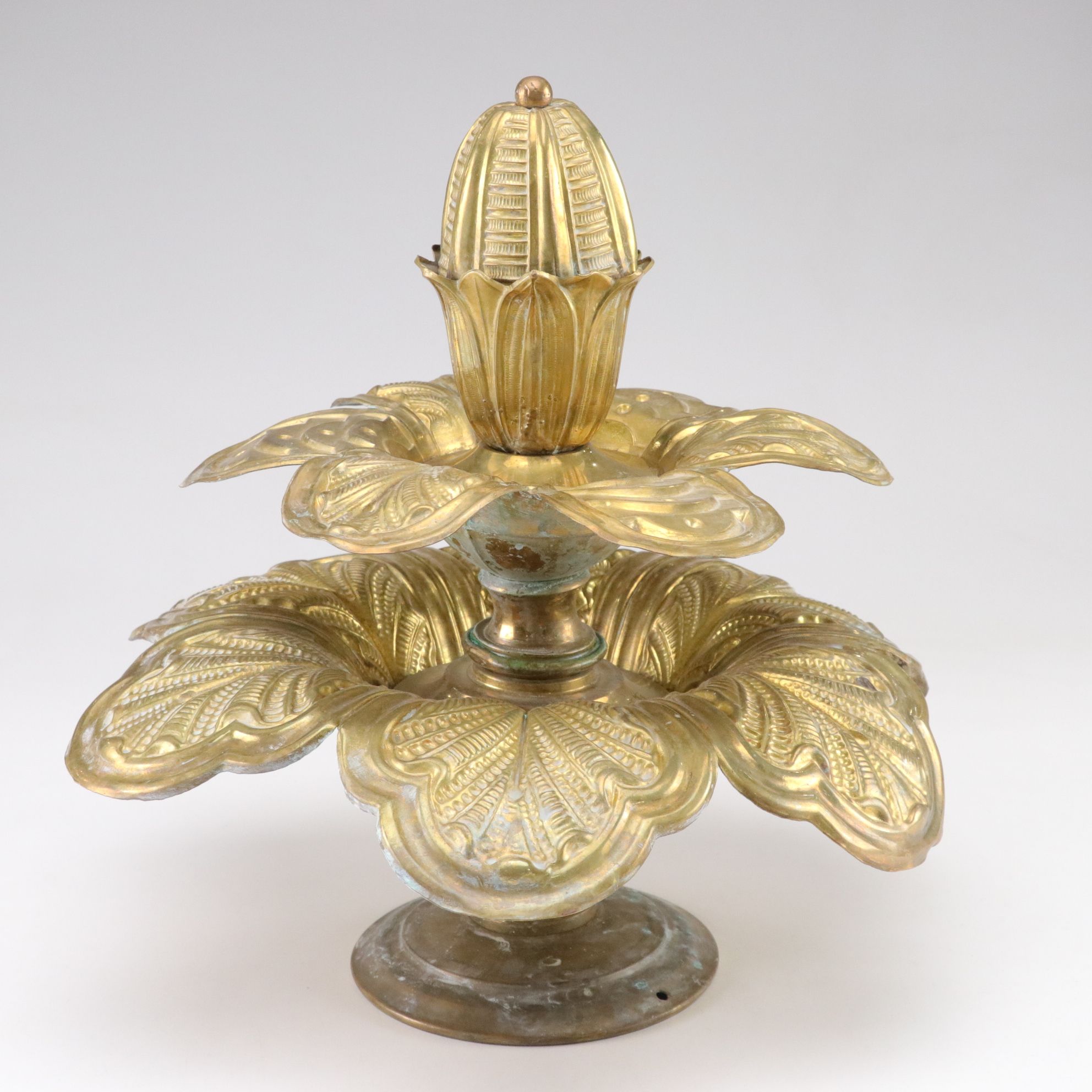 Brass Finish Embossed Relief Copper Lotus Flower Centerpieces