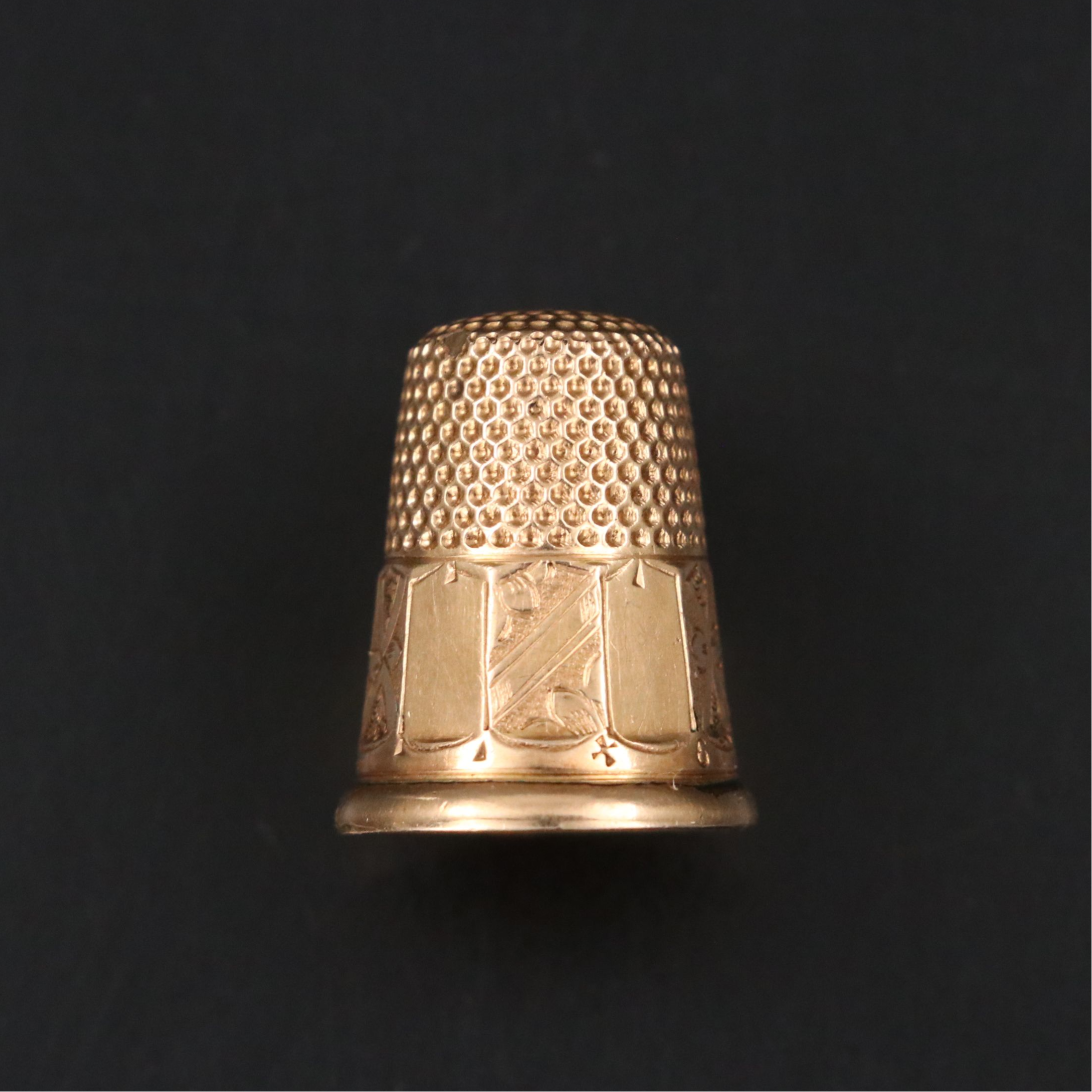 14K Gold Floral Engraved Thimble