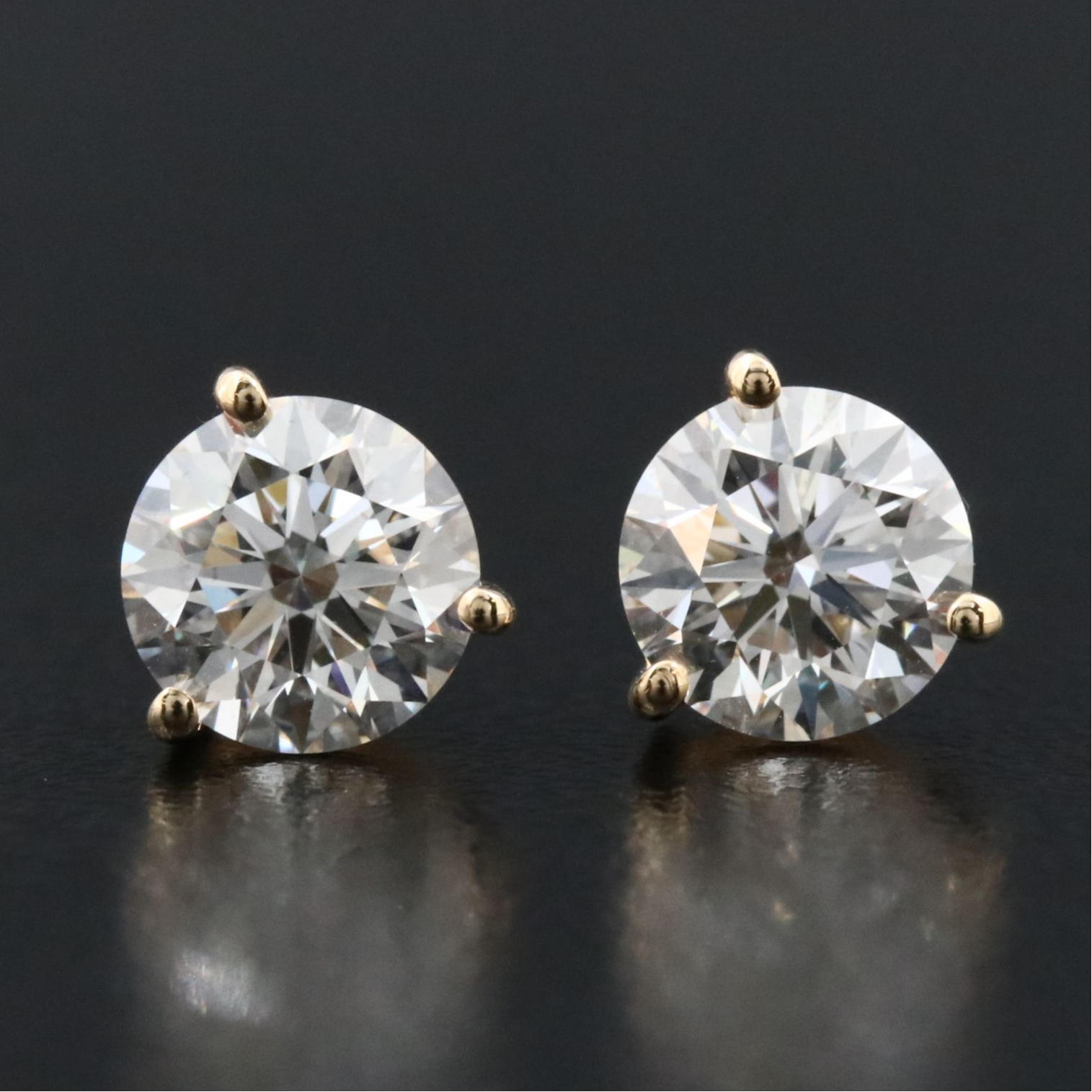 18K 2.03 CTW Lab Grown Diamond Solitaire Earrings with IGI Reports