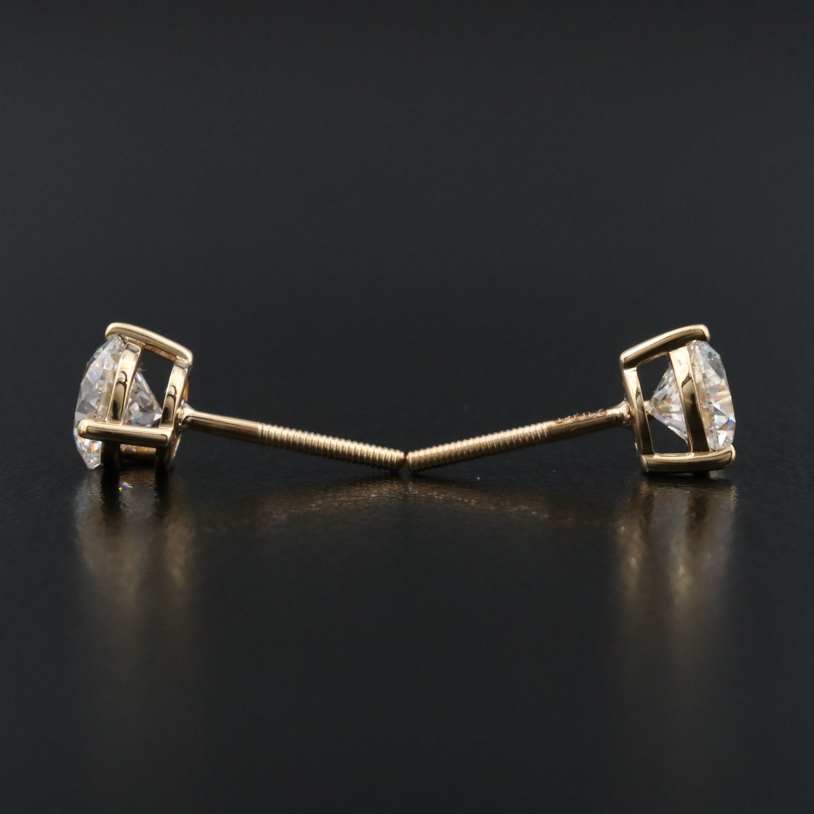 18K 2.03 CTW Lab Grown Diamond Solitaire Earrings with IGI Reports