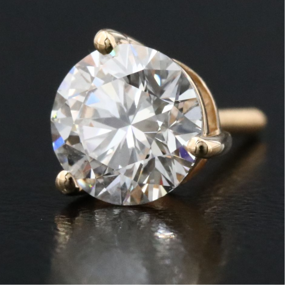 18K 2.03 CTW Lab Grown Diamond Solitaire Earrings with IGI Reports