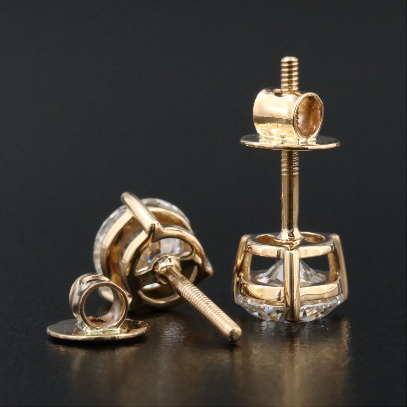 18K 2.03 CTW Lab Grown Diamond Solitaire Earrings with IGI Reports