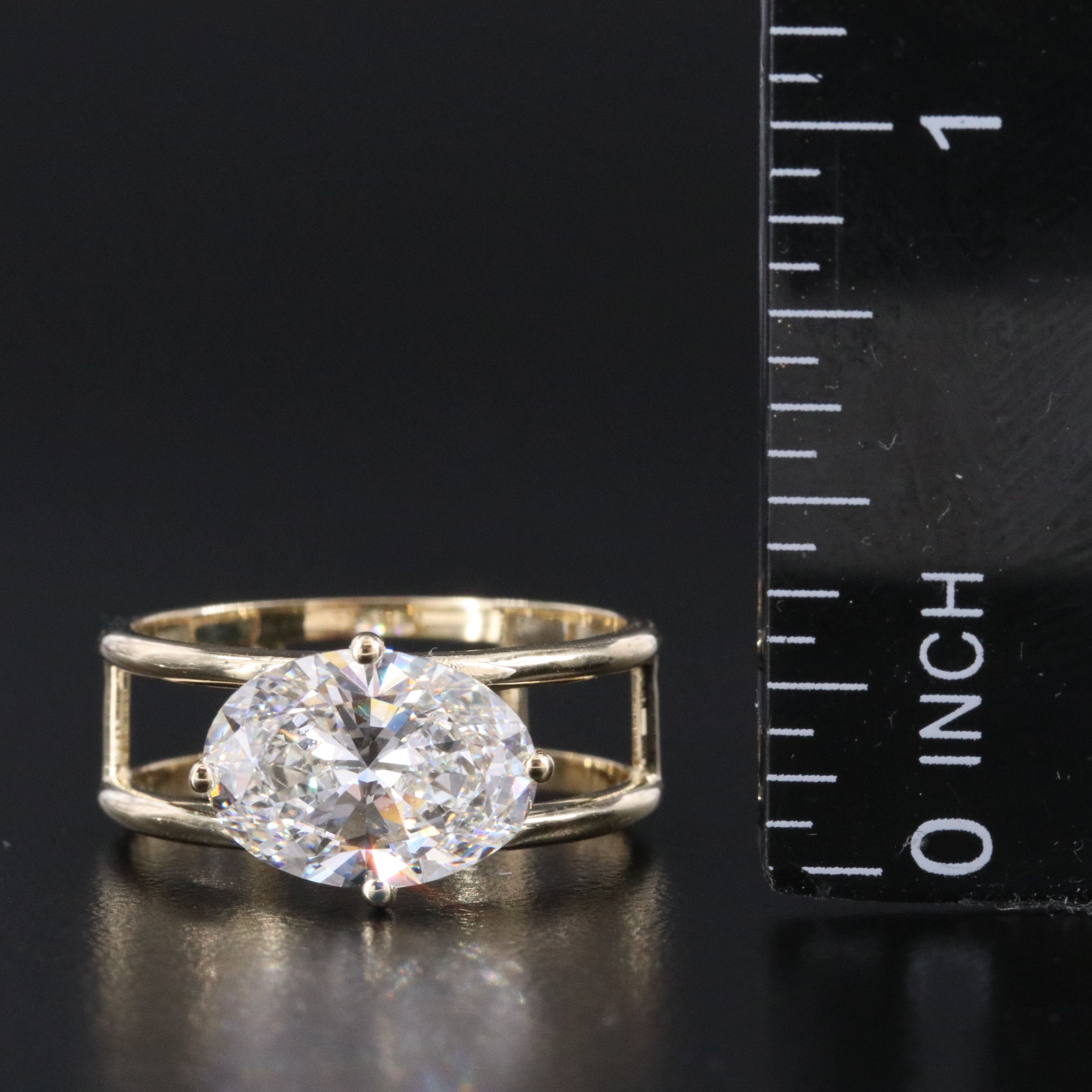 14K 3.01 CT Lab Grown Diamond East West Ring with IGI Report