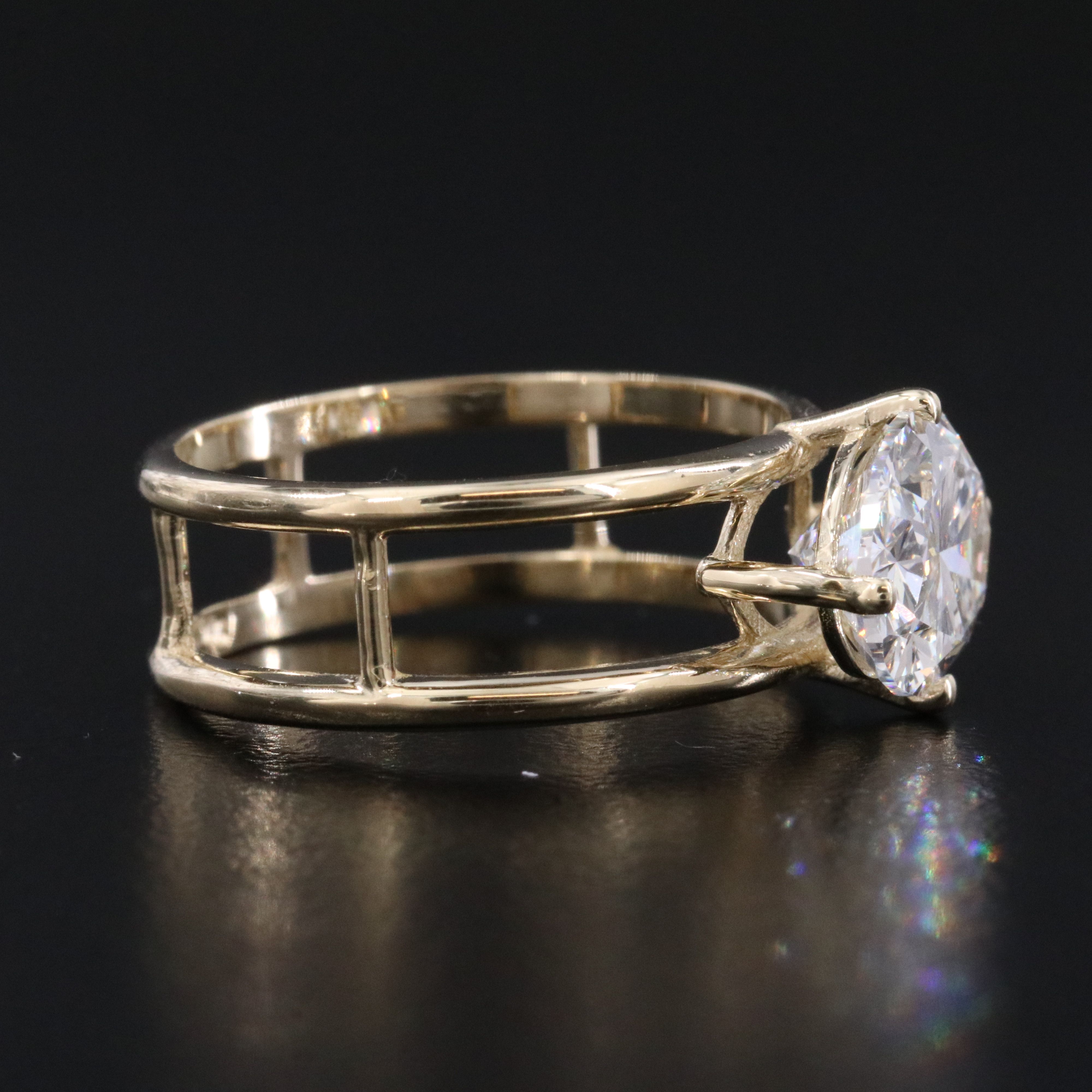 14K 3.01 CT Lab Grown Diamond East West Ring with IGI Report