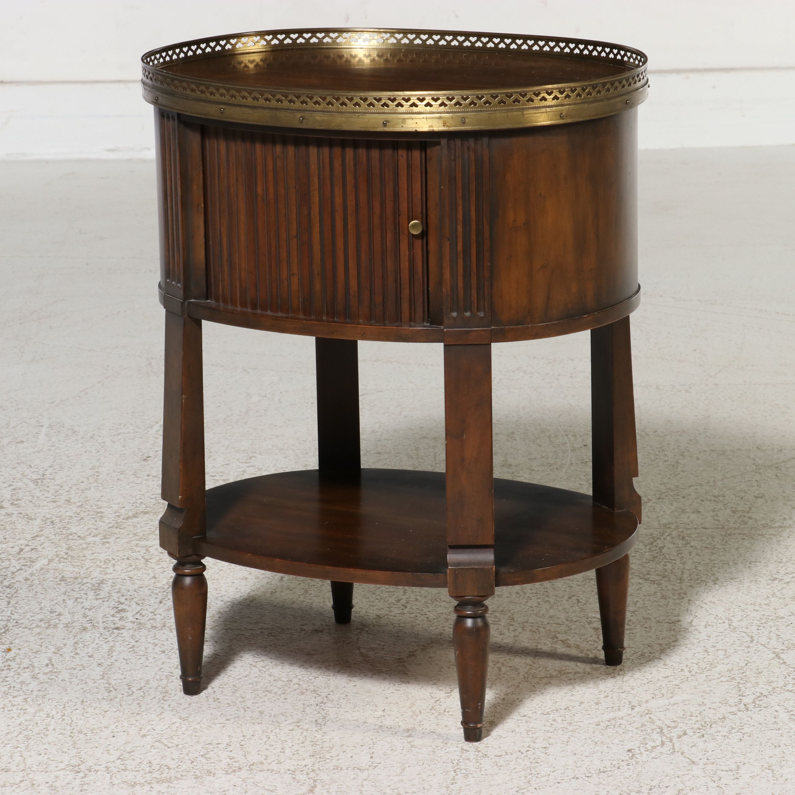 French Neoclassical Revival Oval Tambour Nightstand, 20th Century