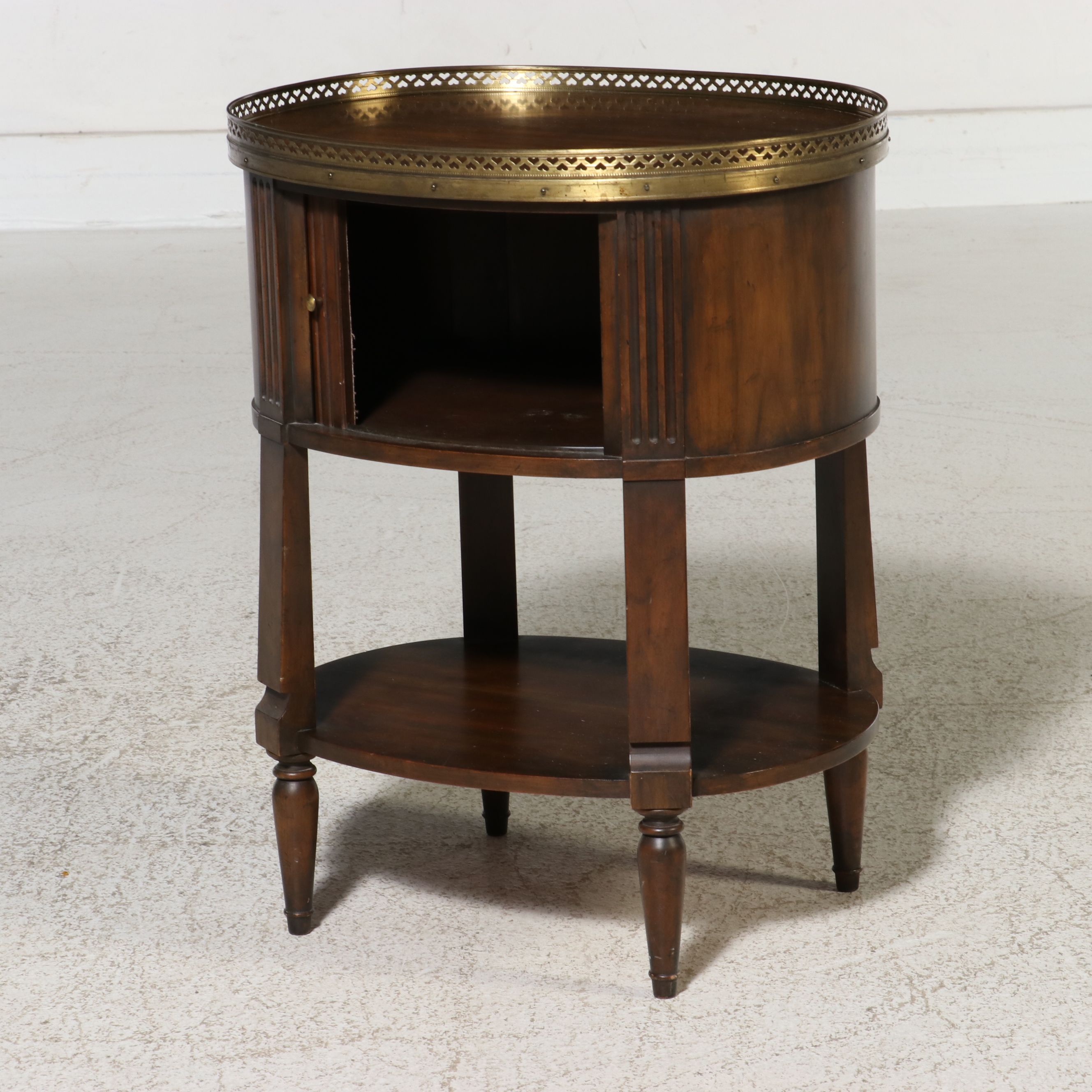French Neoclassical Revival Oval Tambour Nightstand, 20th Century