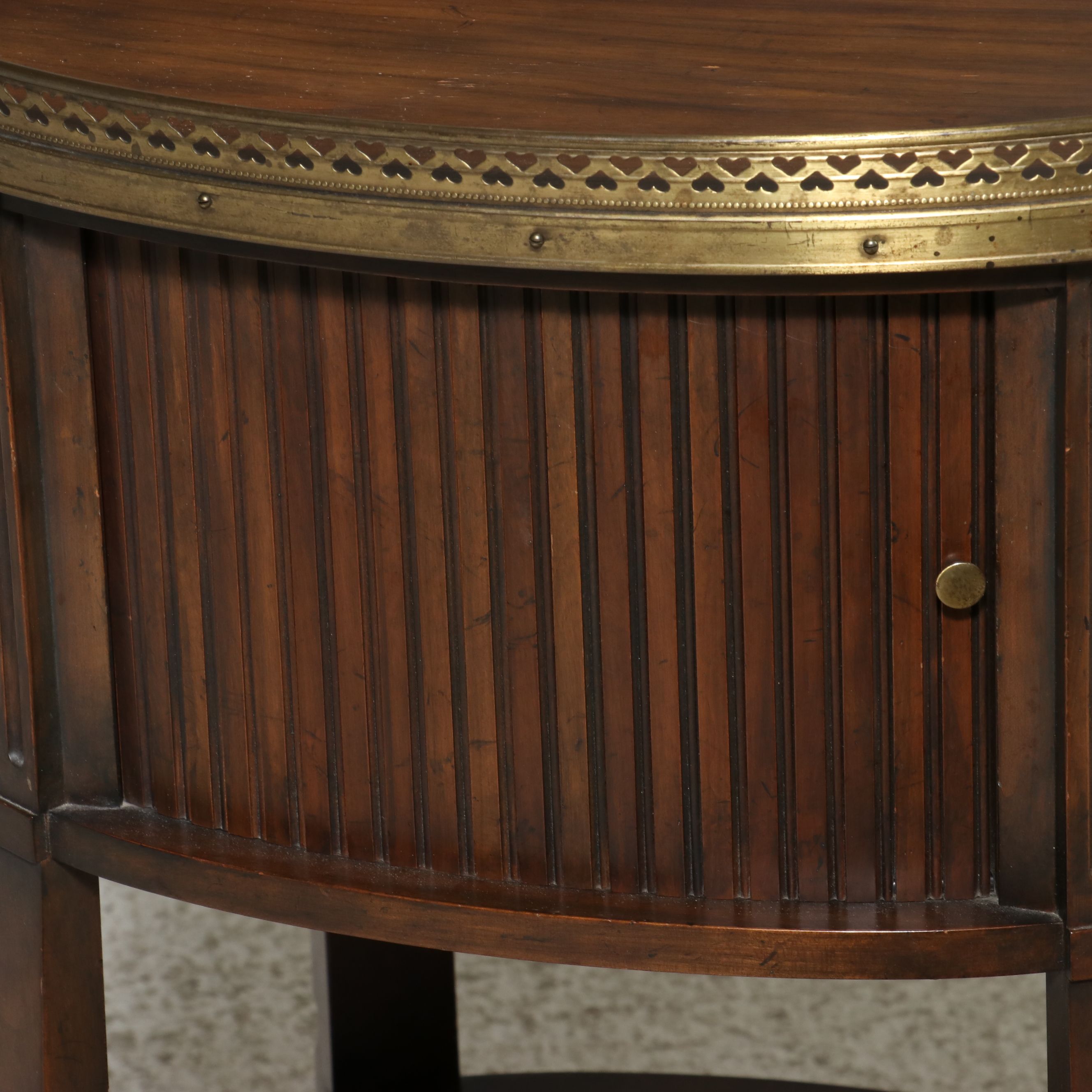 French Neoclassical Revival Oval Tambour Nightstand, 20th Century