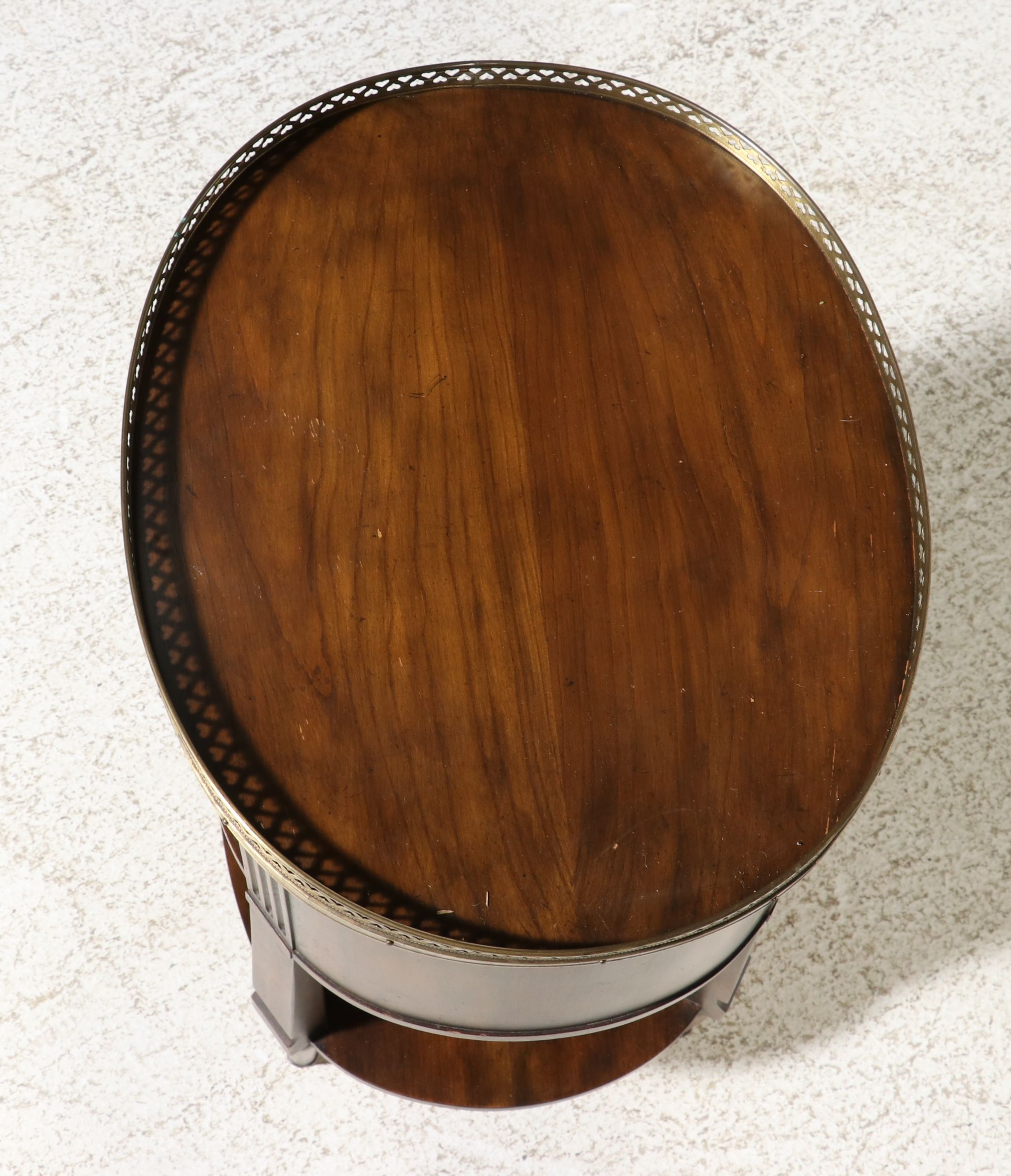 French Neoclassical Revival Oval Tambour Nightstand, 20th Century