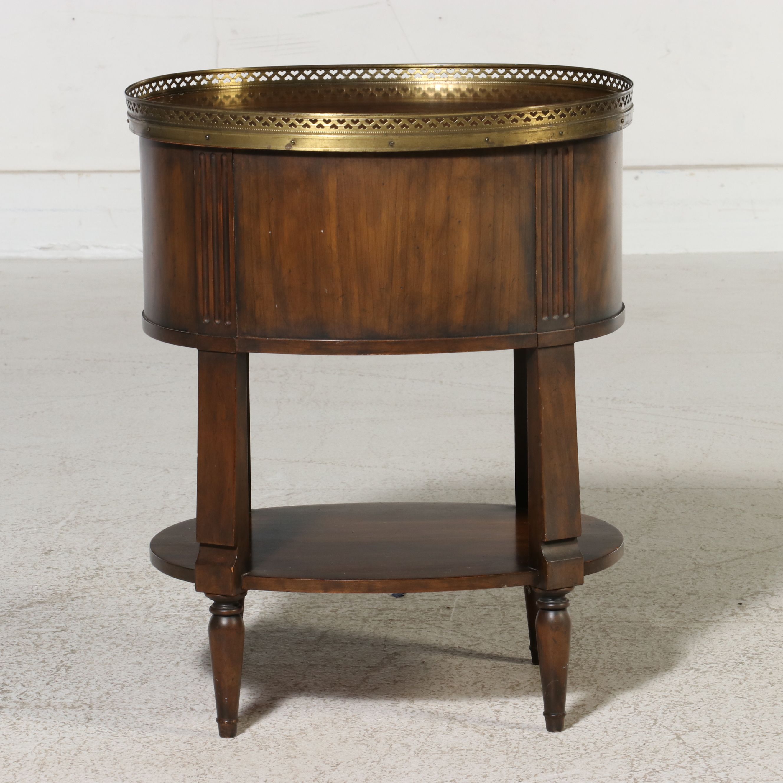 French Neoclassical Revival Oval Tambour Nightstand, 20th Century