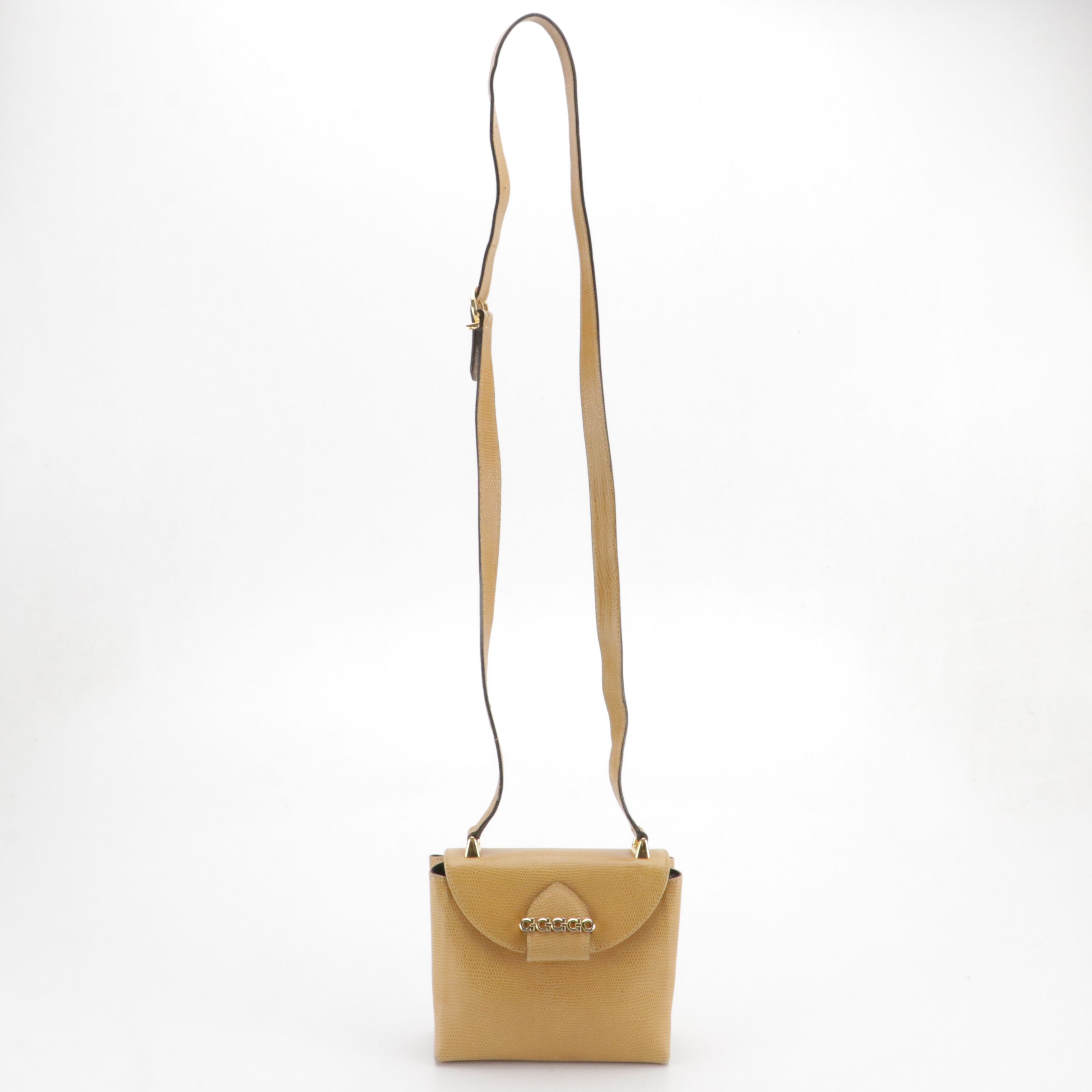 Salvatore Ferragamo Lizard Embossed Leather Crossbody Bag with Gancini Hardware