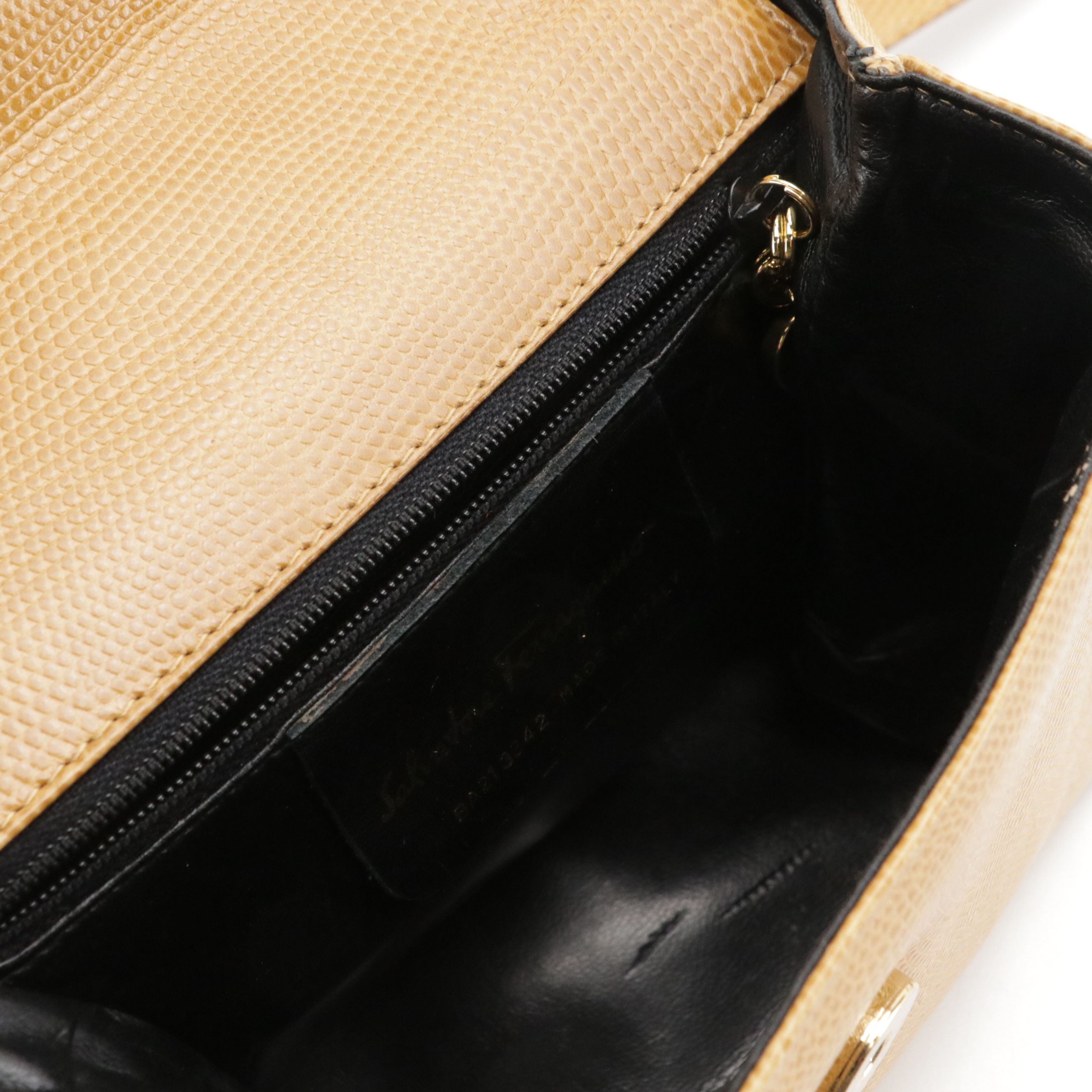 Salvatore Ferragamo Lizard Embossed Leather Crossbody Bag with Gancini Hardware