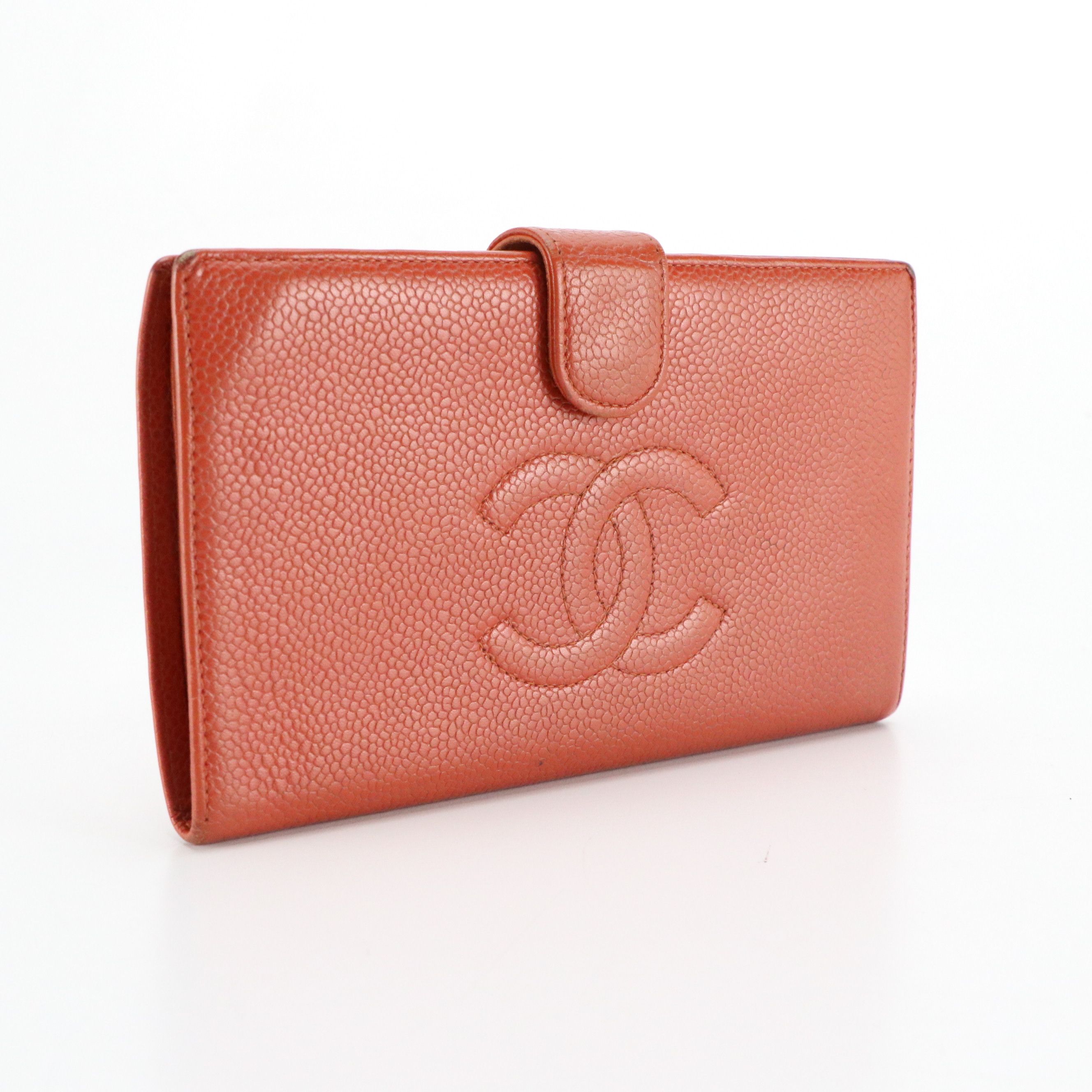 Chanel CC Timeless Continental Wallet in Burnt Orange Caviar Leather