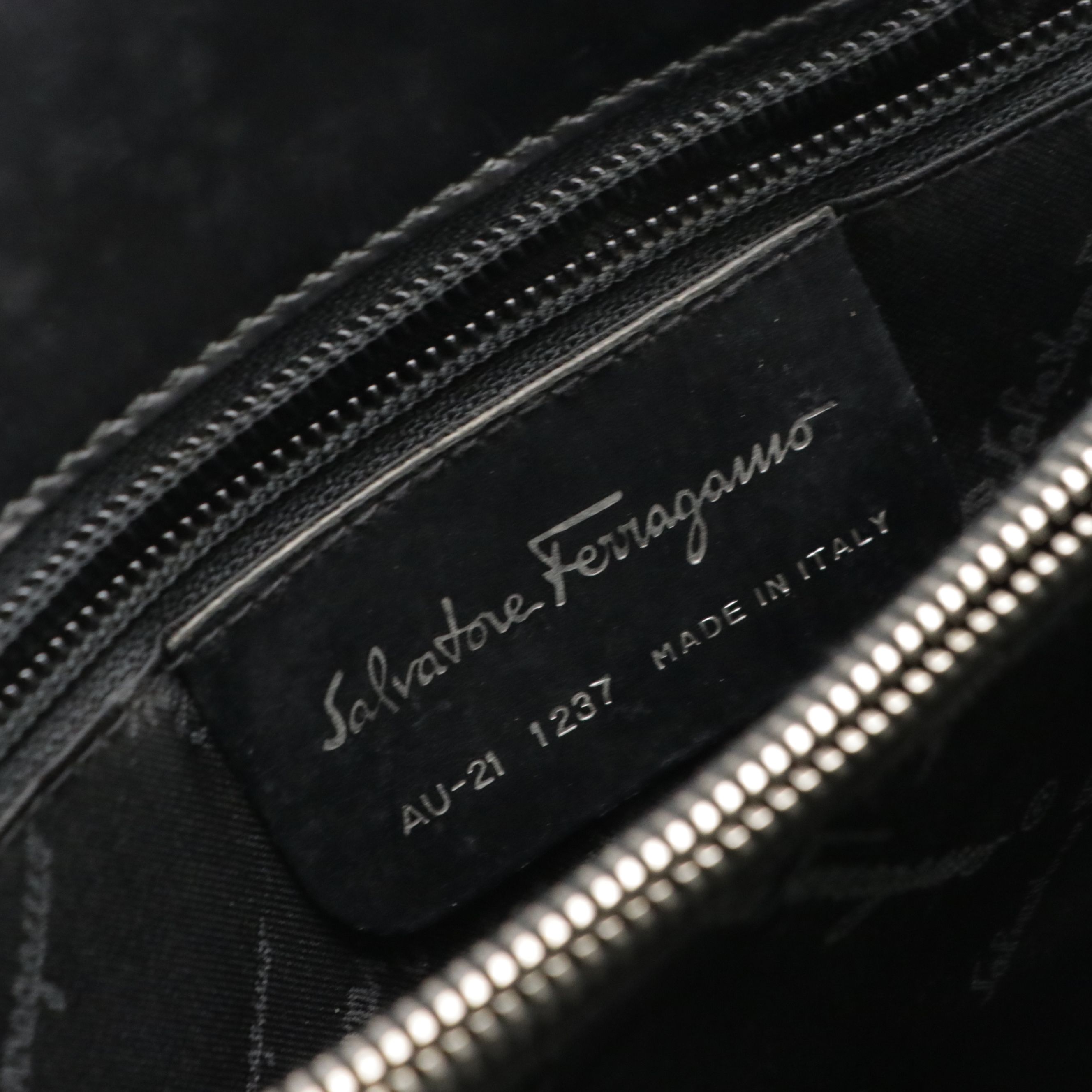 Salvatore Ferragamo Black/Grey Gancini Embossed Leather Tote Bag