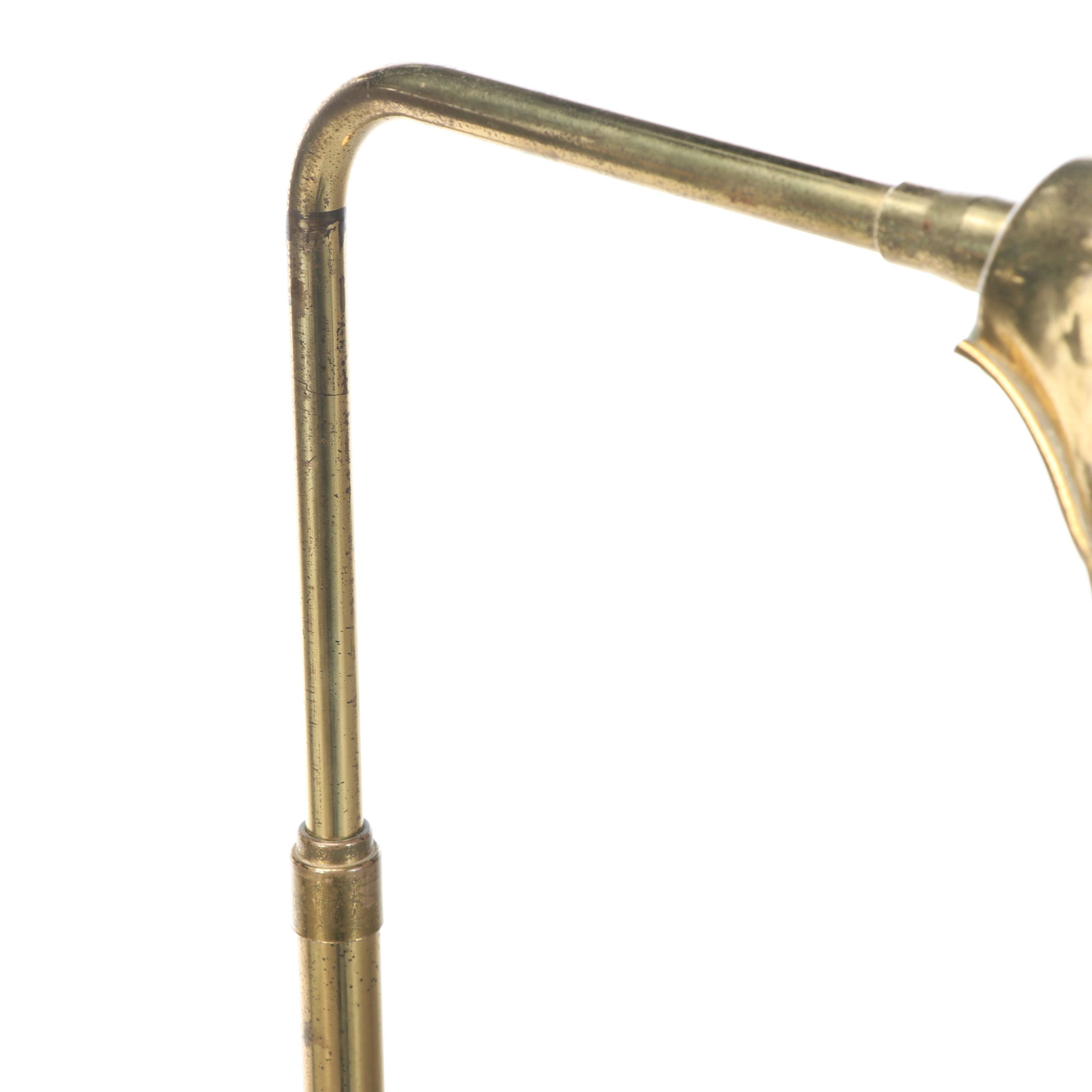 Mid Century Modern Brass Clam Shell Pharmacy Floor Lamp