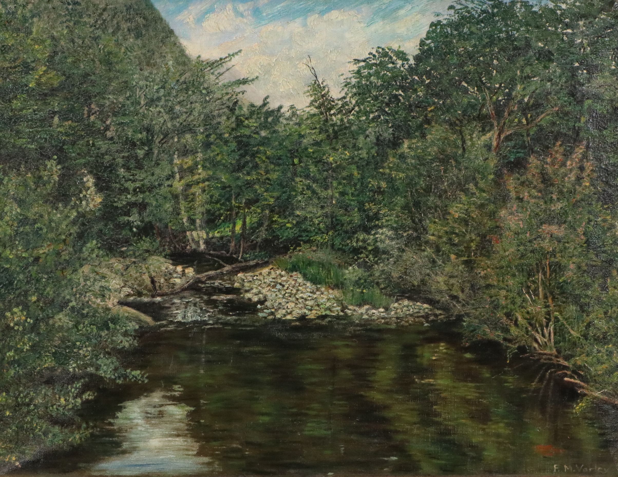 Florence M. Varley Oil Painting of Forested Creek, Circa 1929