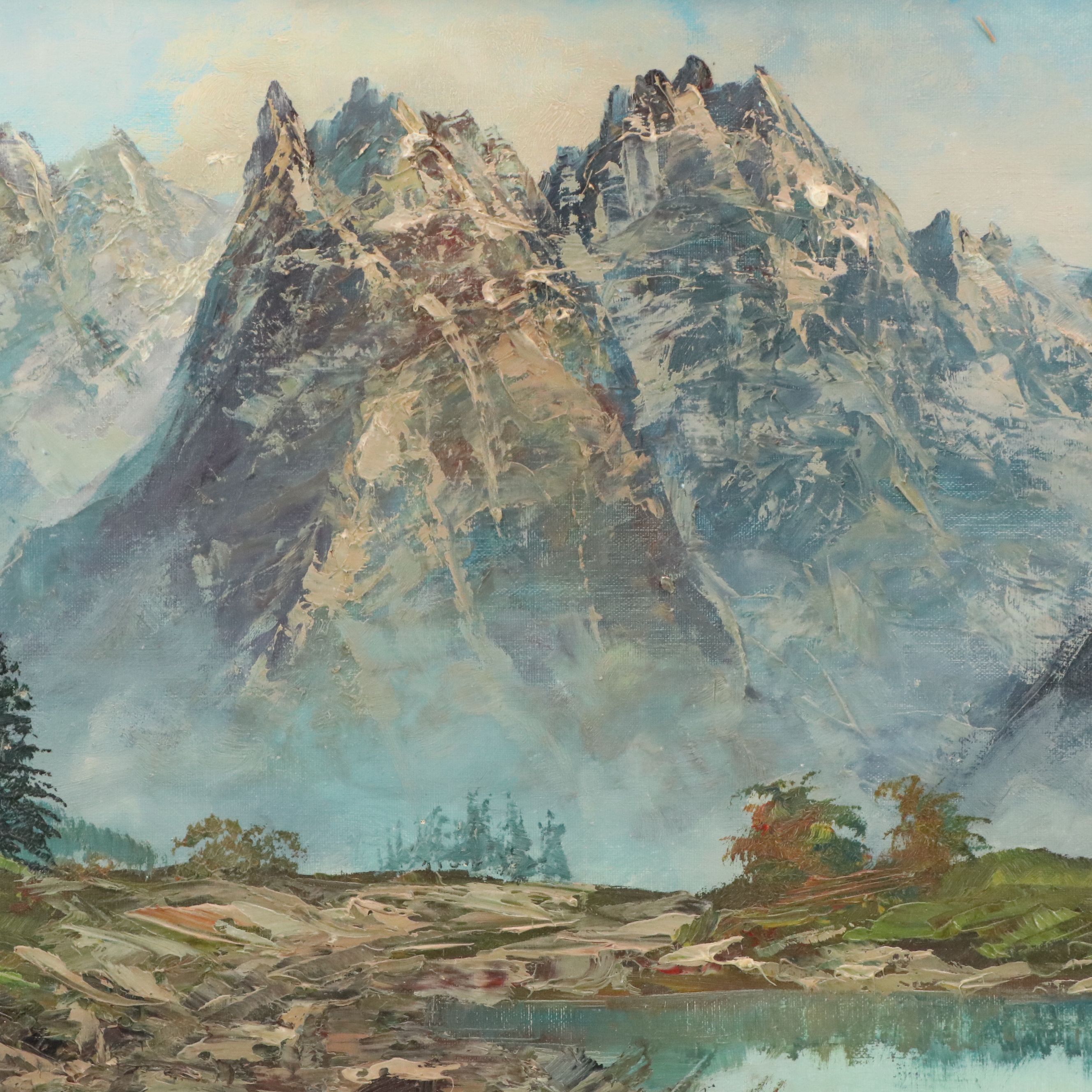 Peter Rosing Oil Painting of Mountain Pond, 1961