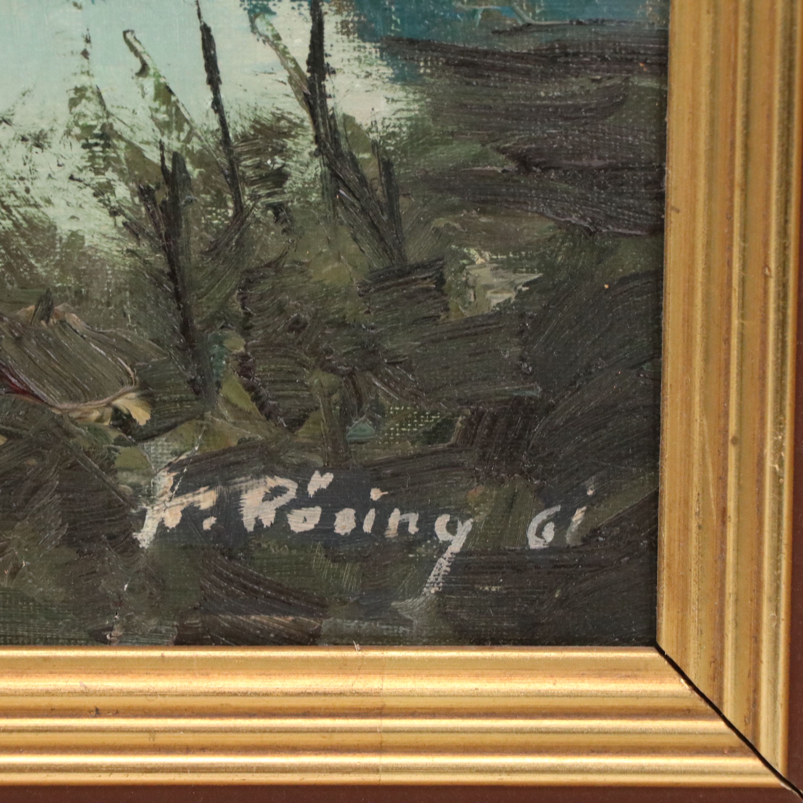 Peter Rosing Oil Painting of Mountain Pond, 1961