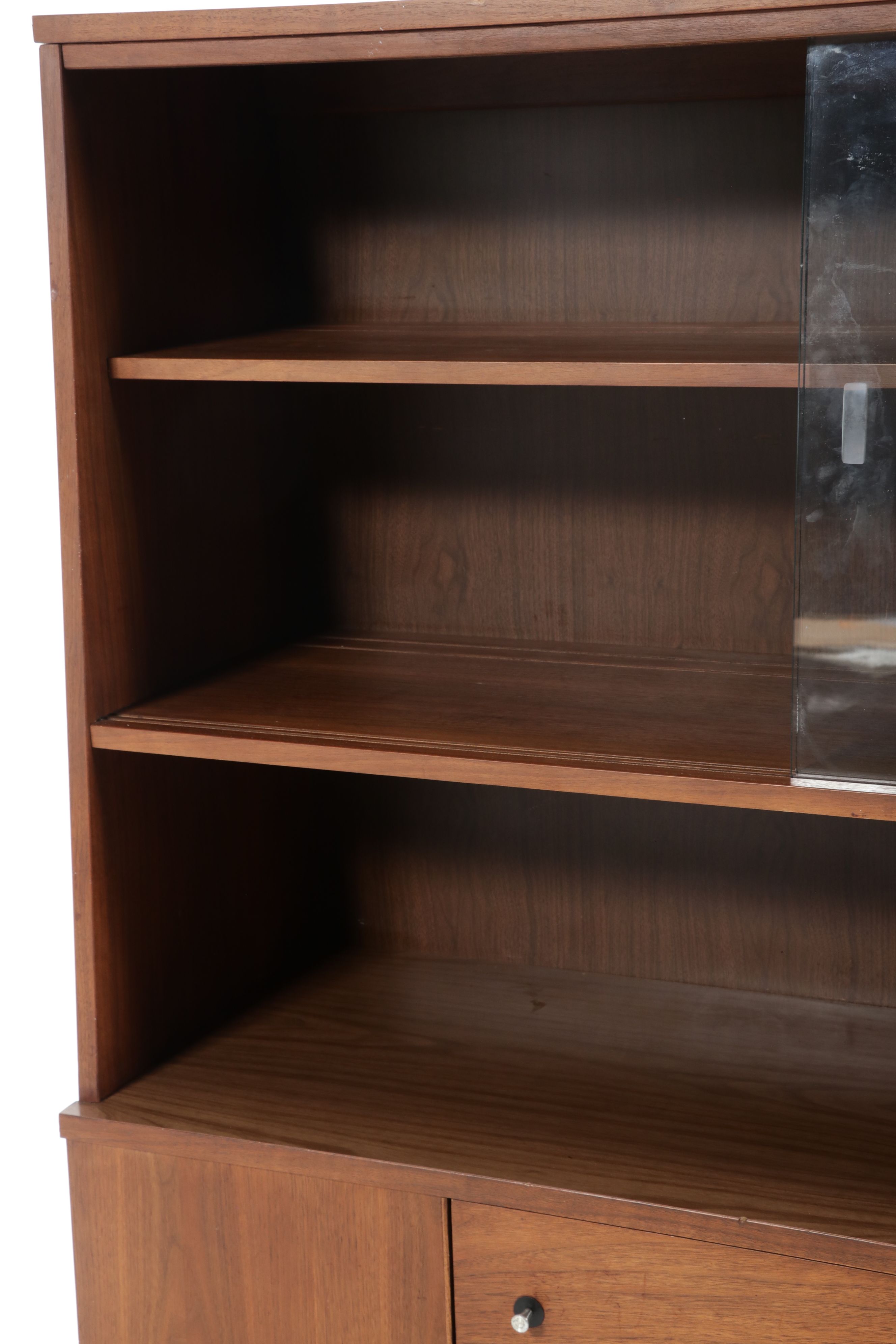 Stanley Furniture Mid Century Modern Walnut China Hutch, 1960s