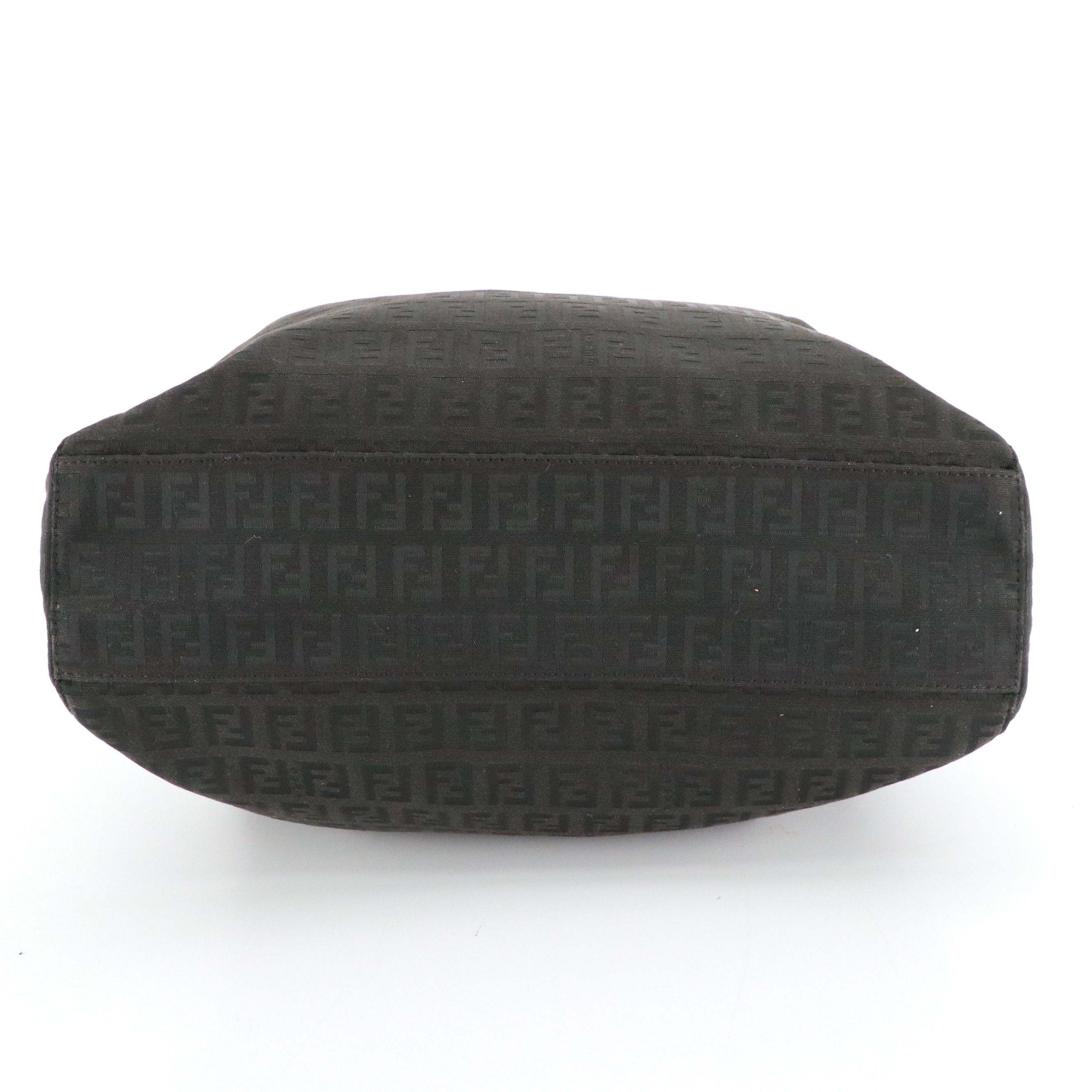 Fendi Top Handle Tote Bag in Black Zucchino Canvas and Leather Trim