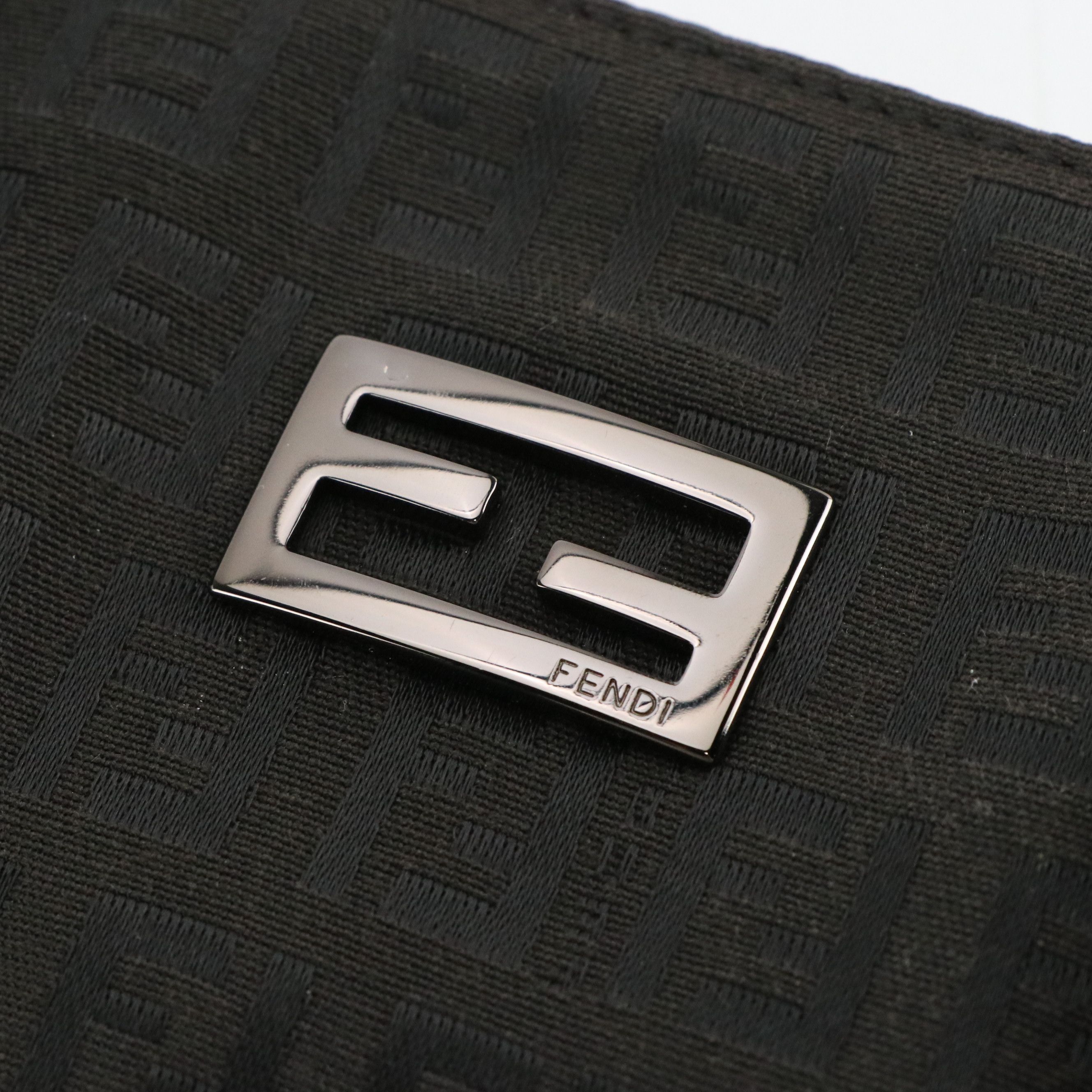 Fendi Top Handle Tote Bag in Black Zucchino Canvas and Leather Trim