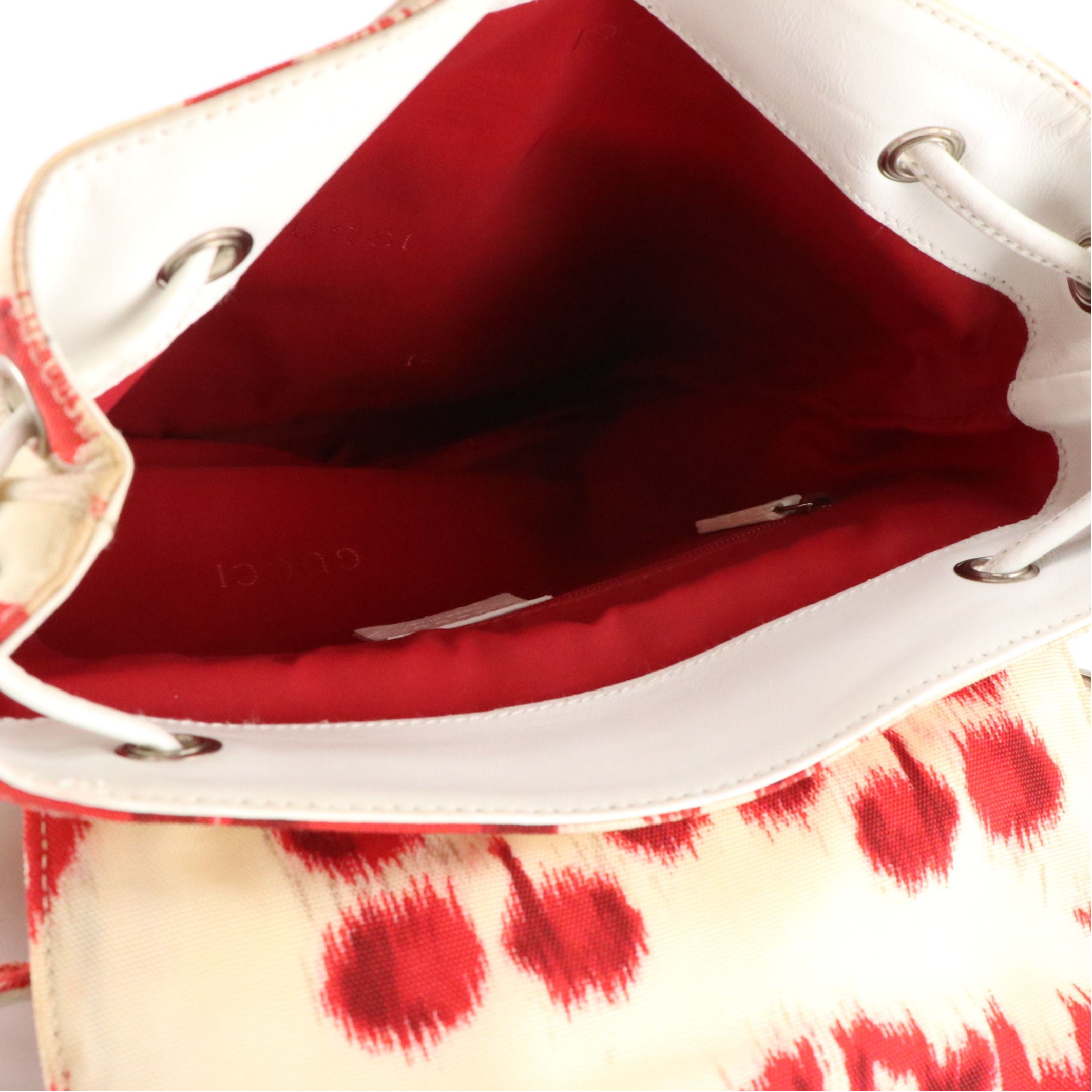 Gucci Small Patterned Nylon Backpack with White Calfskin Trim